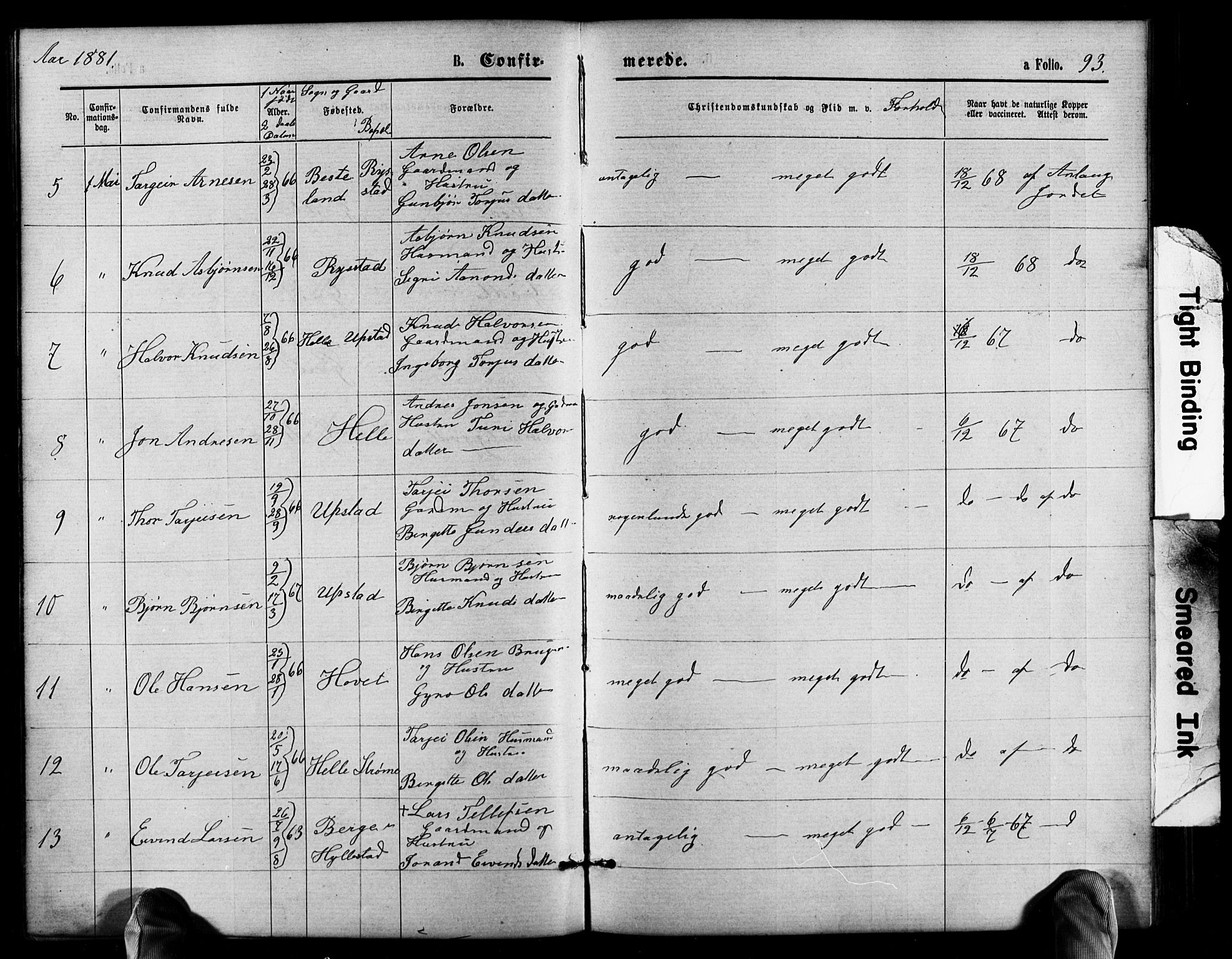 Valle sokneprestkontor, SAK/1111-0044/F/Fb/Fbb/L0002: Parish register (copy) no. B 2, 1875-1921, p. 93