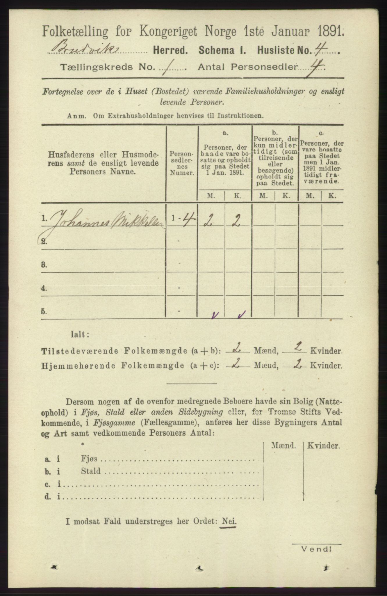 RA, 1891 census for 1251 Bruvik, 1891, p. 32