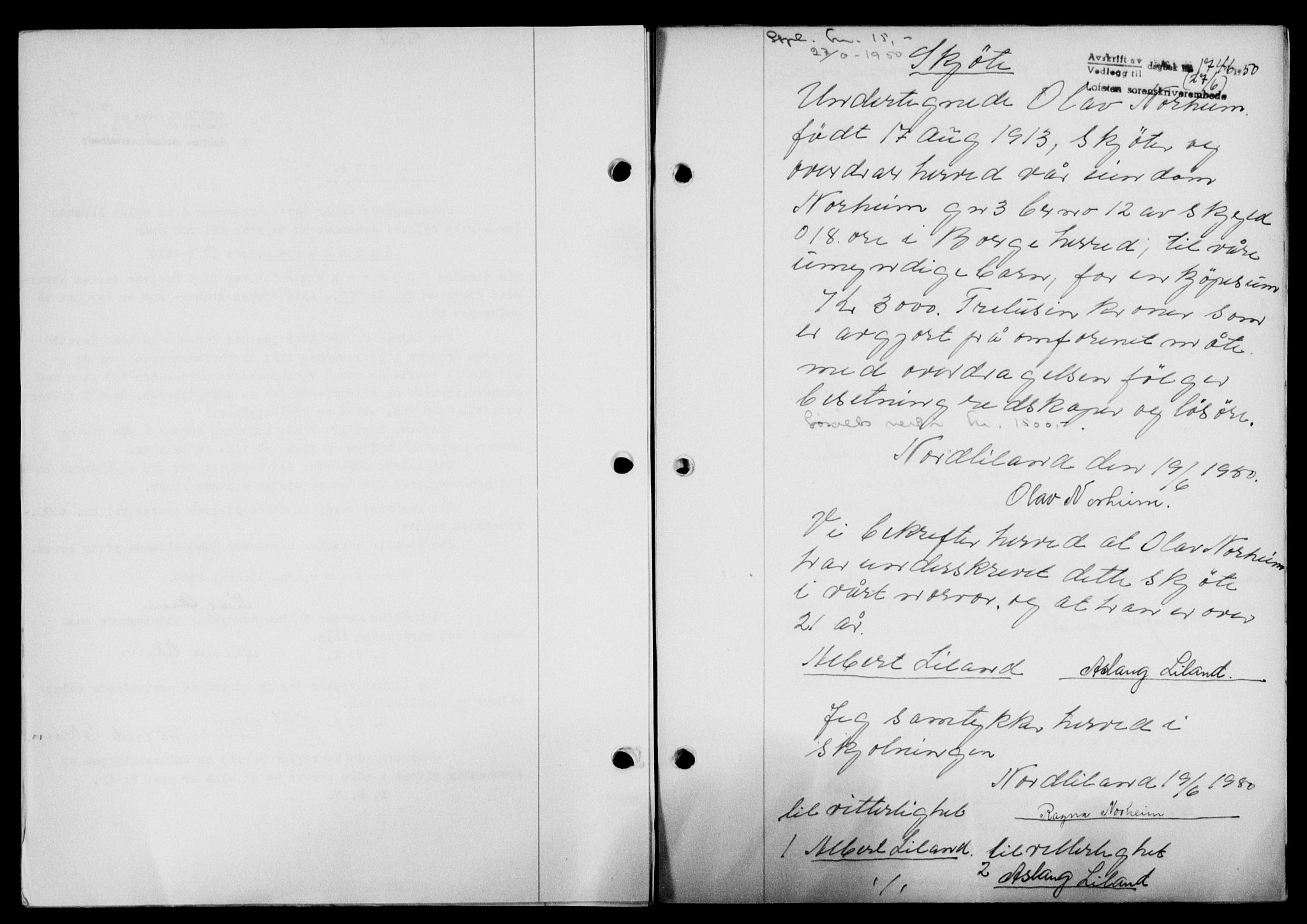 Lofoten sorenskriveri, SAT/A-0017/1/2/2C/L0023a: Mortgage book no. 23a, 1950-1950, Diary no: : 1746/1950