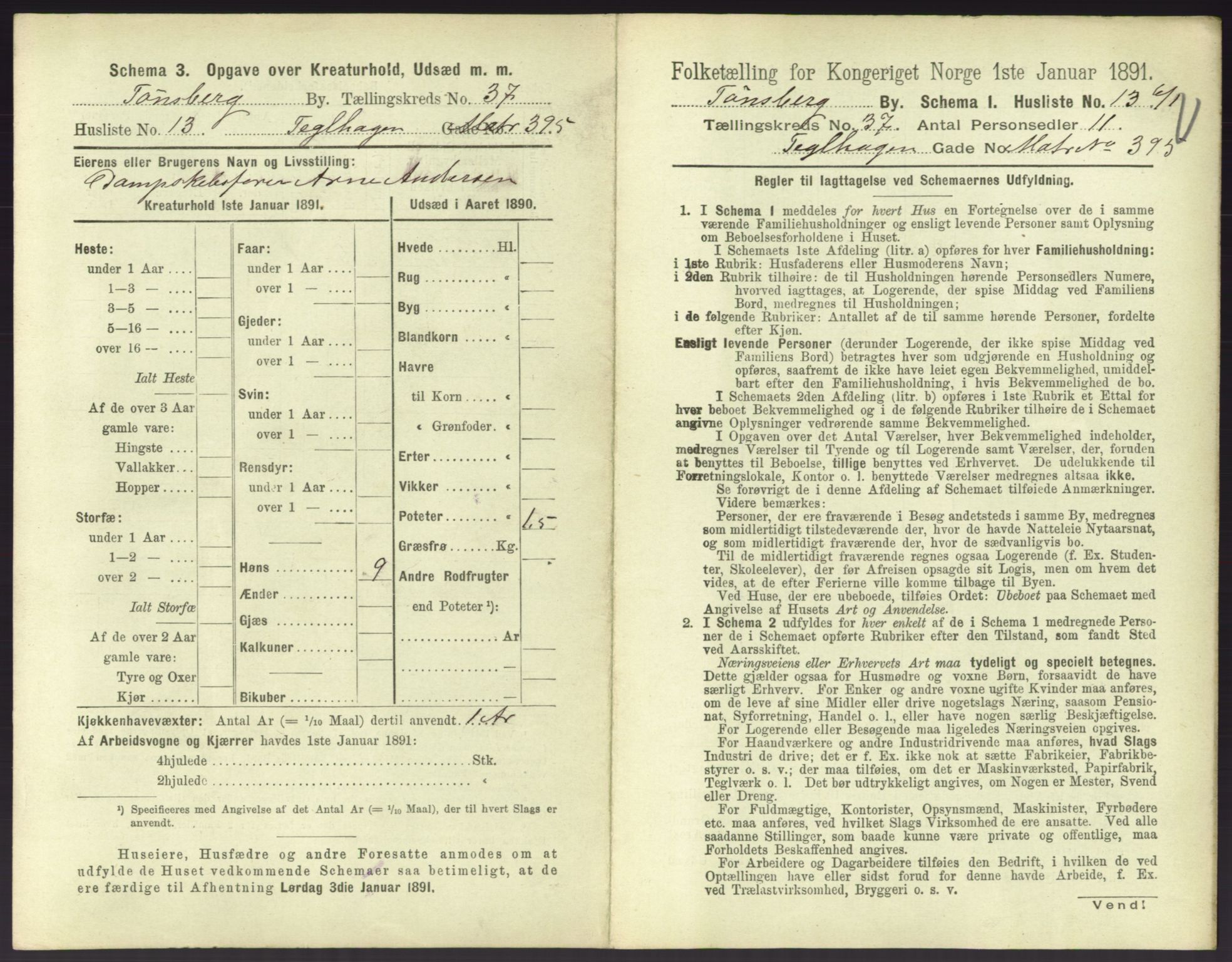 RA, 1891 census for 0705 Tønsberg, 1891, p. 1072