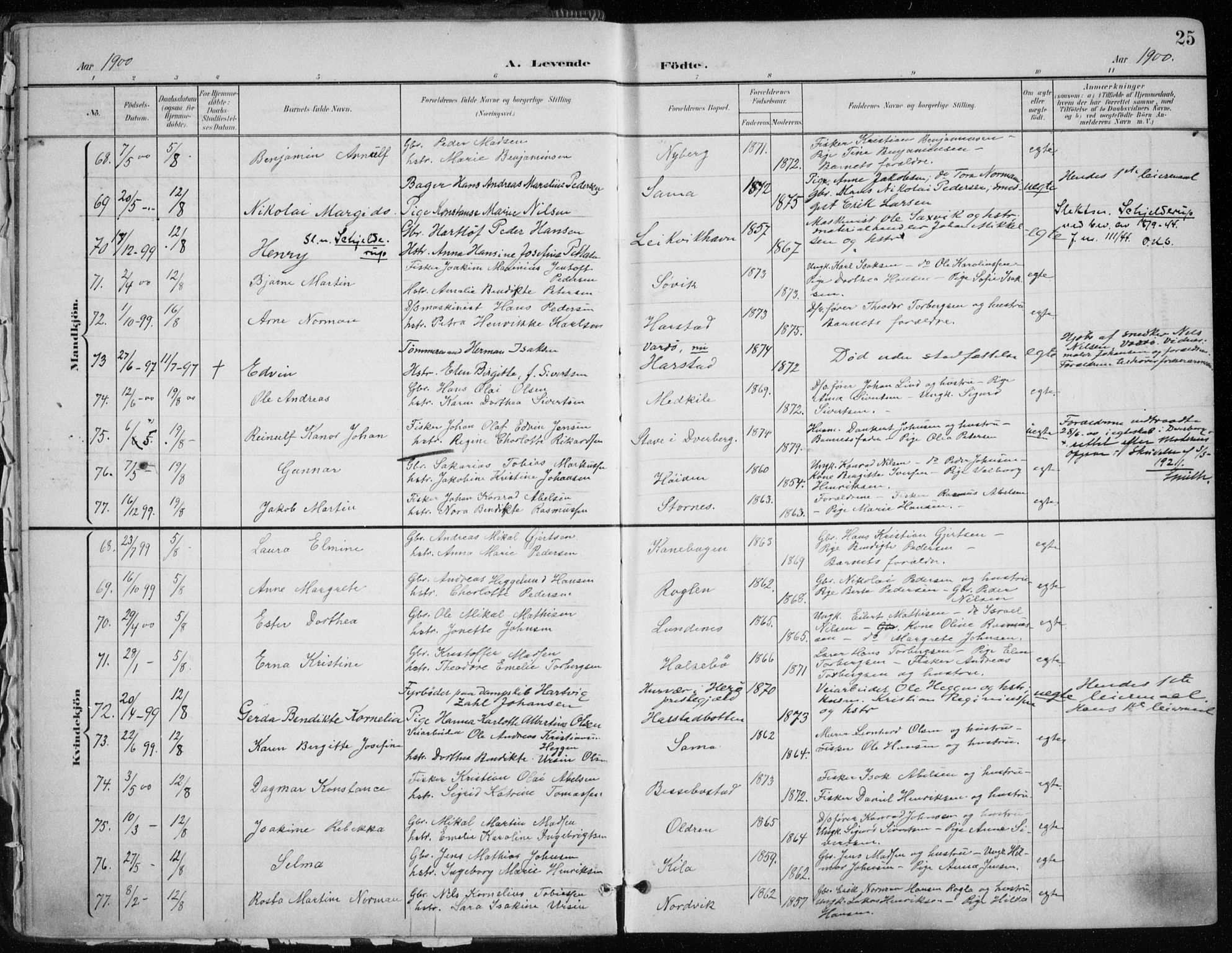 Trondenes sokneprestkontor, AV/SATØ-S-1319/H/Ha/L0017kirke: Parish register (official) no. 17, 1899-1908, p. 25