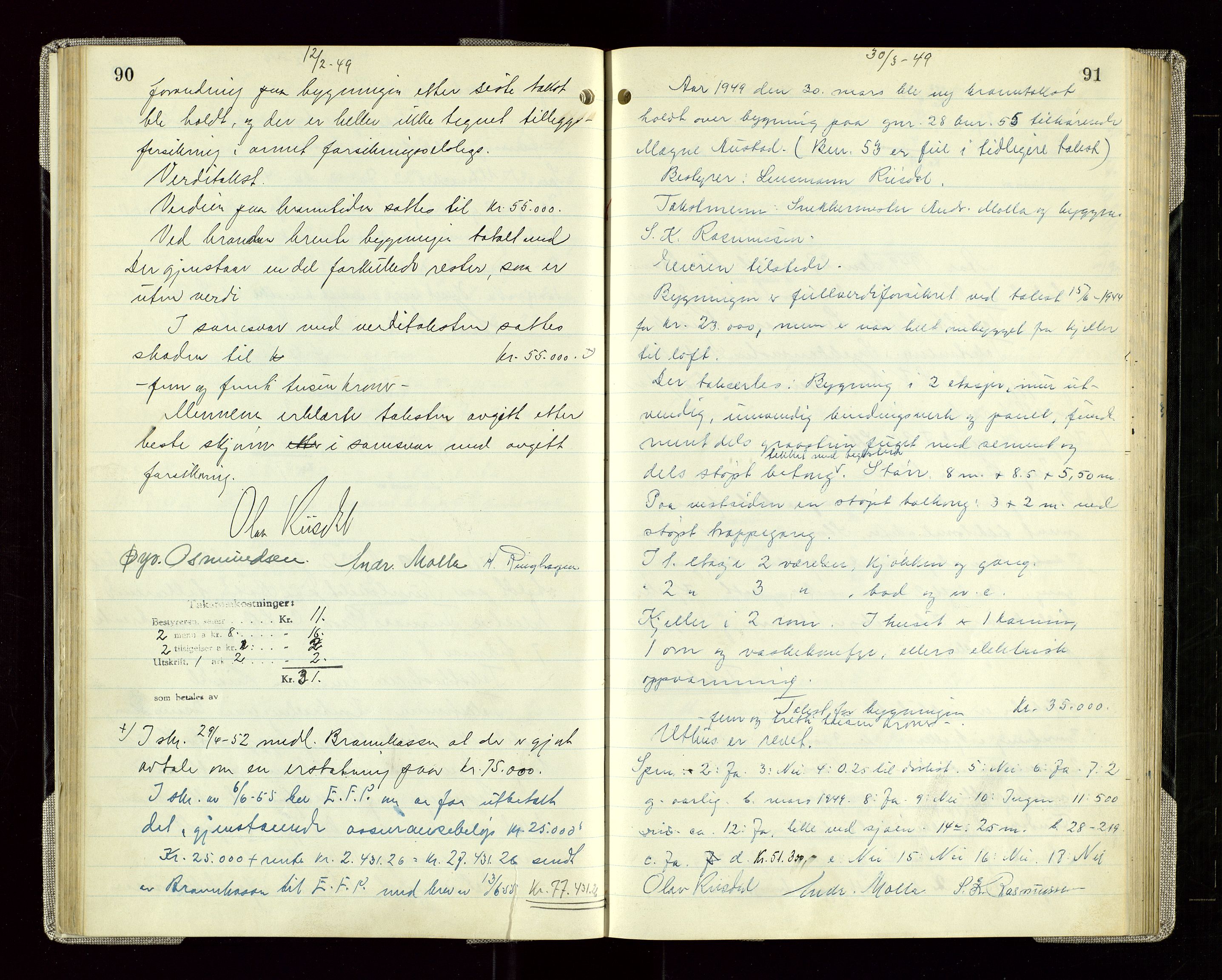 Sauda lensmannskontor, AV/SAST-A-100177/Goa/L0005: "Branntakstprotokoll for Sauda lensmannsdistrikt", 1946-1955, p. 90-91