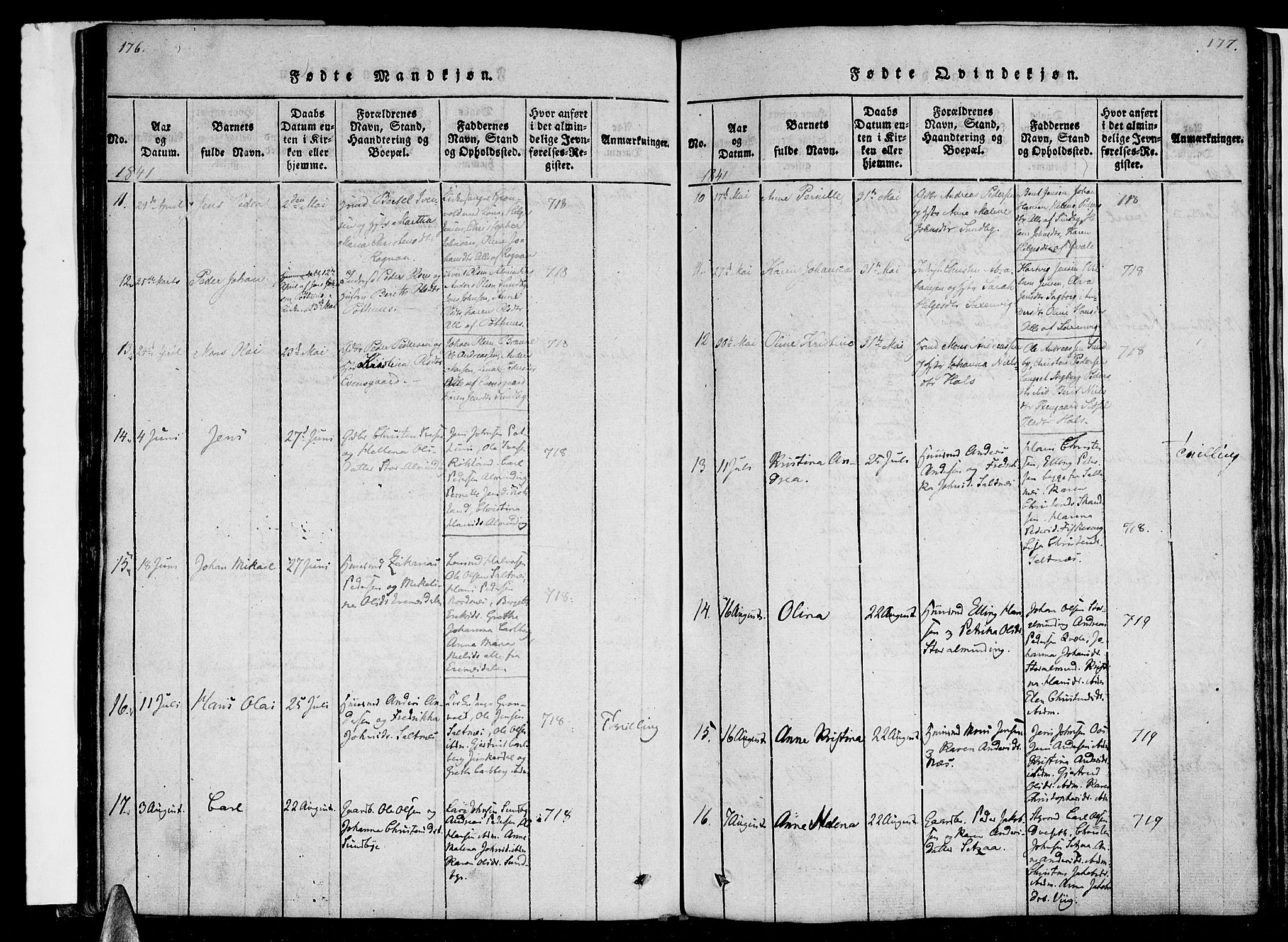 Ministerialprotokoller, klokkerbøker og fødselsregistre - Nordland, AV/SAT-A-1459/847/L0665: Parish register (official) no. 847A05, 1818-1841, p. 176-177