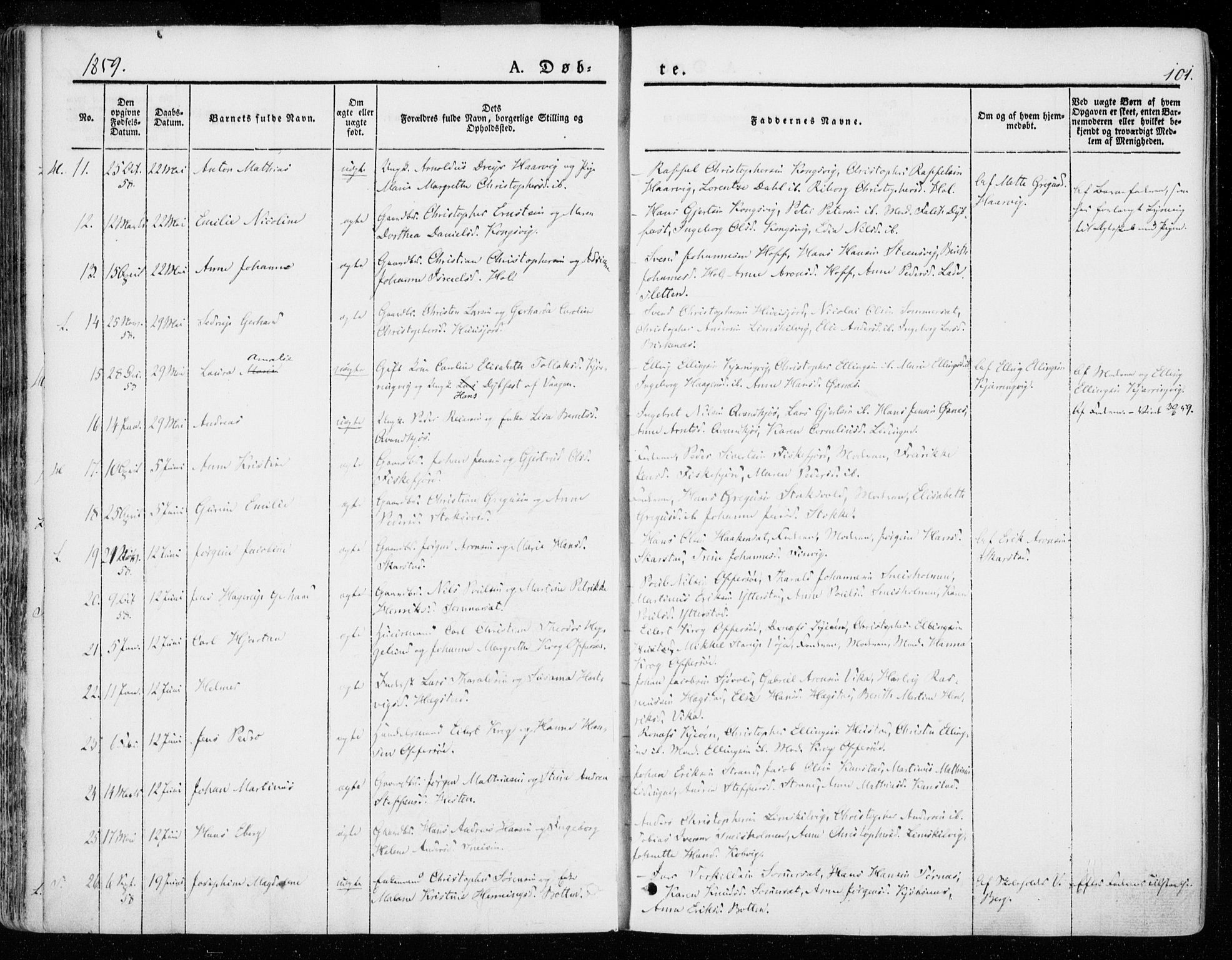 Ministerialprotokoller, klokkerbøker og fødselsregistre - Nordland, SAT/A-1459/872/L1033: Parish register (official) no. 872A08, 1840-1863, p. 101