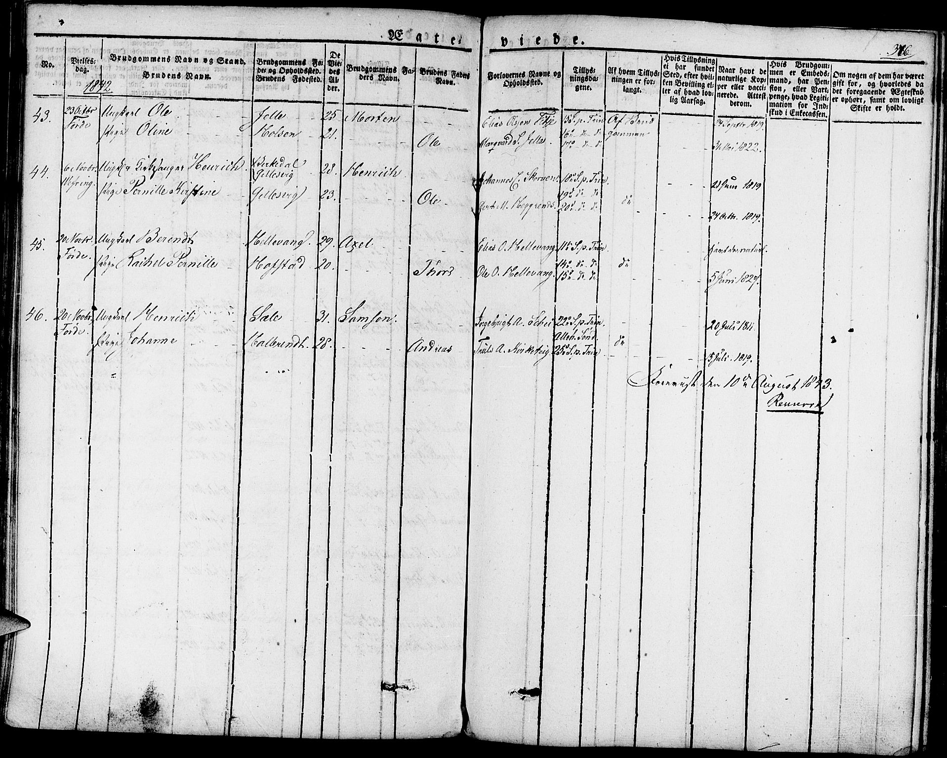 Førde sokneprestembete, SAB/A-79901/H/Haa/Haaa/L0006: Parish register (official) no. A 6, 1821-1842, p. 376