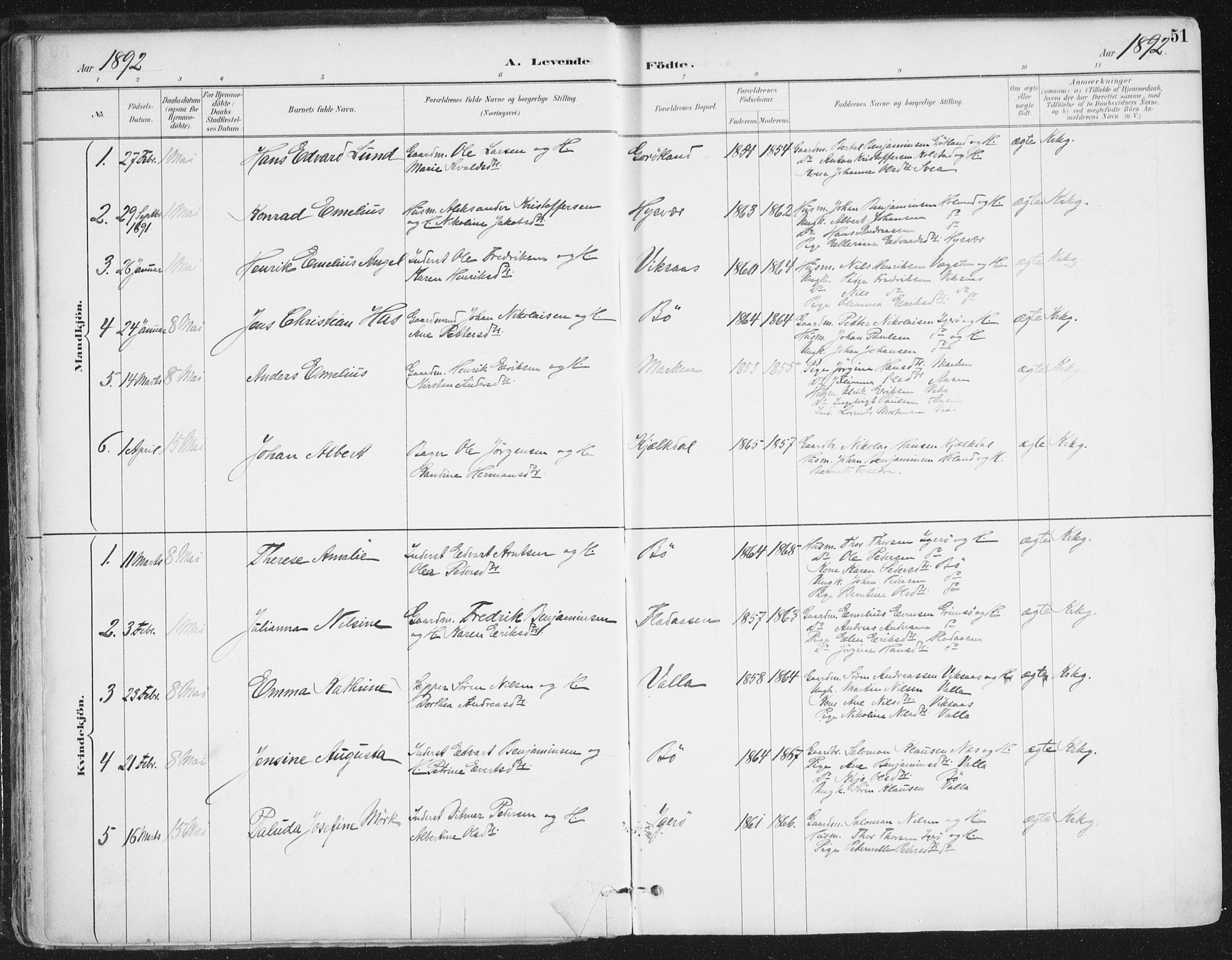 Ministerialprotokoller, klokkerbøker og fødselsregistre - Nordland, AV/SAT-A-1459/816/L0244: Parish register (official) no. 816A10, 1886-1903, p. 51