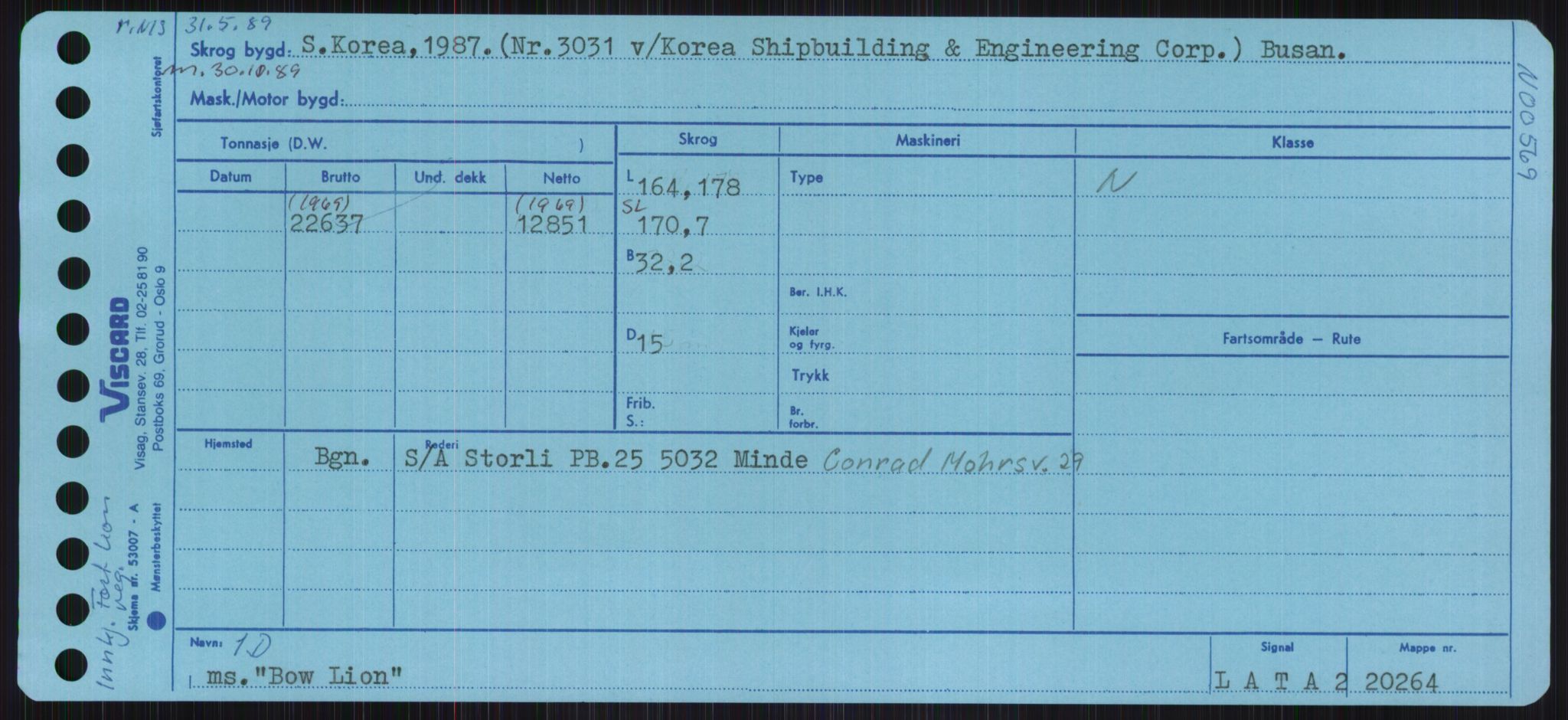 Sjøfartsdirektoratet med forløpere, Skipsmålingen, RA/S-1627/H/Ha/L0001/0002: Fartøy, A-Eig / Fartøy Bjør-Eig, p. 189