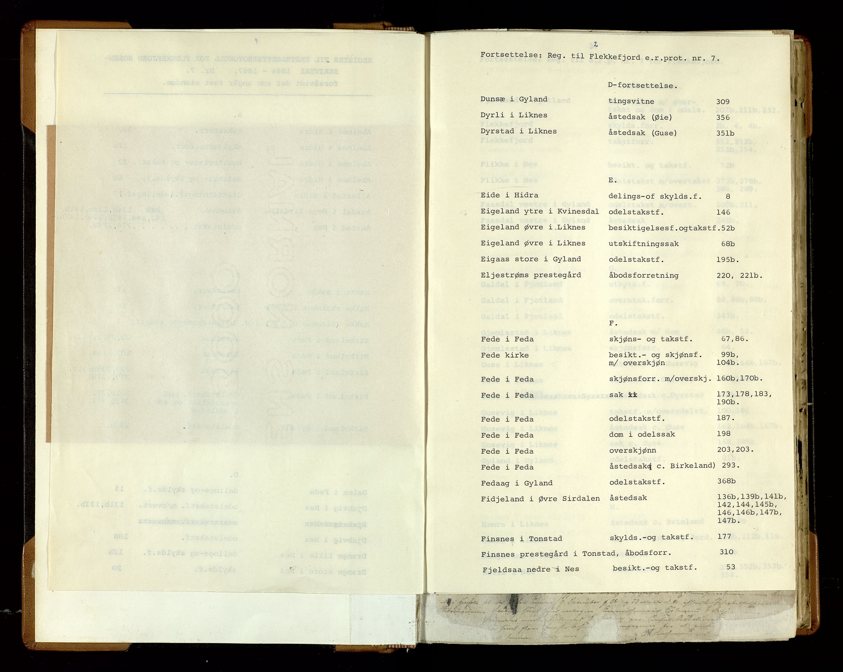 Flekkefjord sorenskriveri, SAK/1221-0001/F/Fb/L0006: Ekstrarettsprotokoll nr. 7, 1844-1867, p. 2