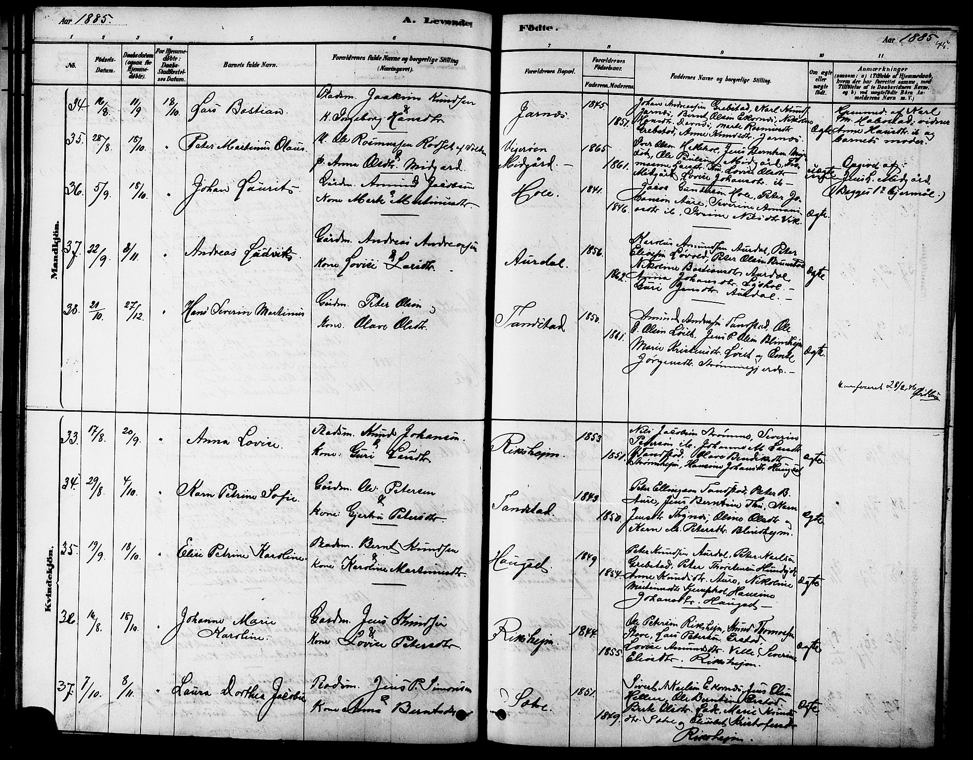 Ministerialprotokoller, klokkerbøker og fødselsregistre - Møre og Romsdal, AV/SAT-A-1454/523/L0339: Parish register (copy) no. 523C02, 1878-1891, p. 45