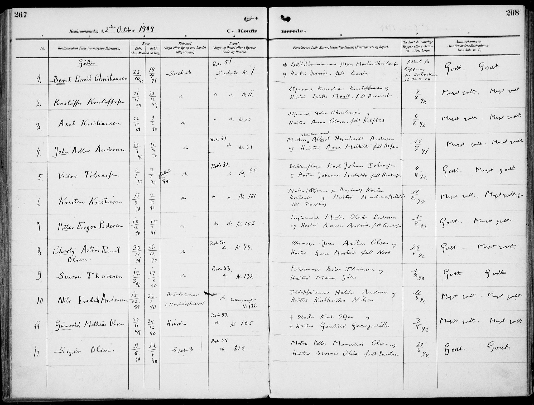 Strømm kirkebøker, AV/SAKO-A-322/F/Fb/L0002: Parish register (official) no. II 2, 1900-1919, p. 267-268