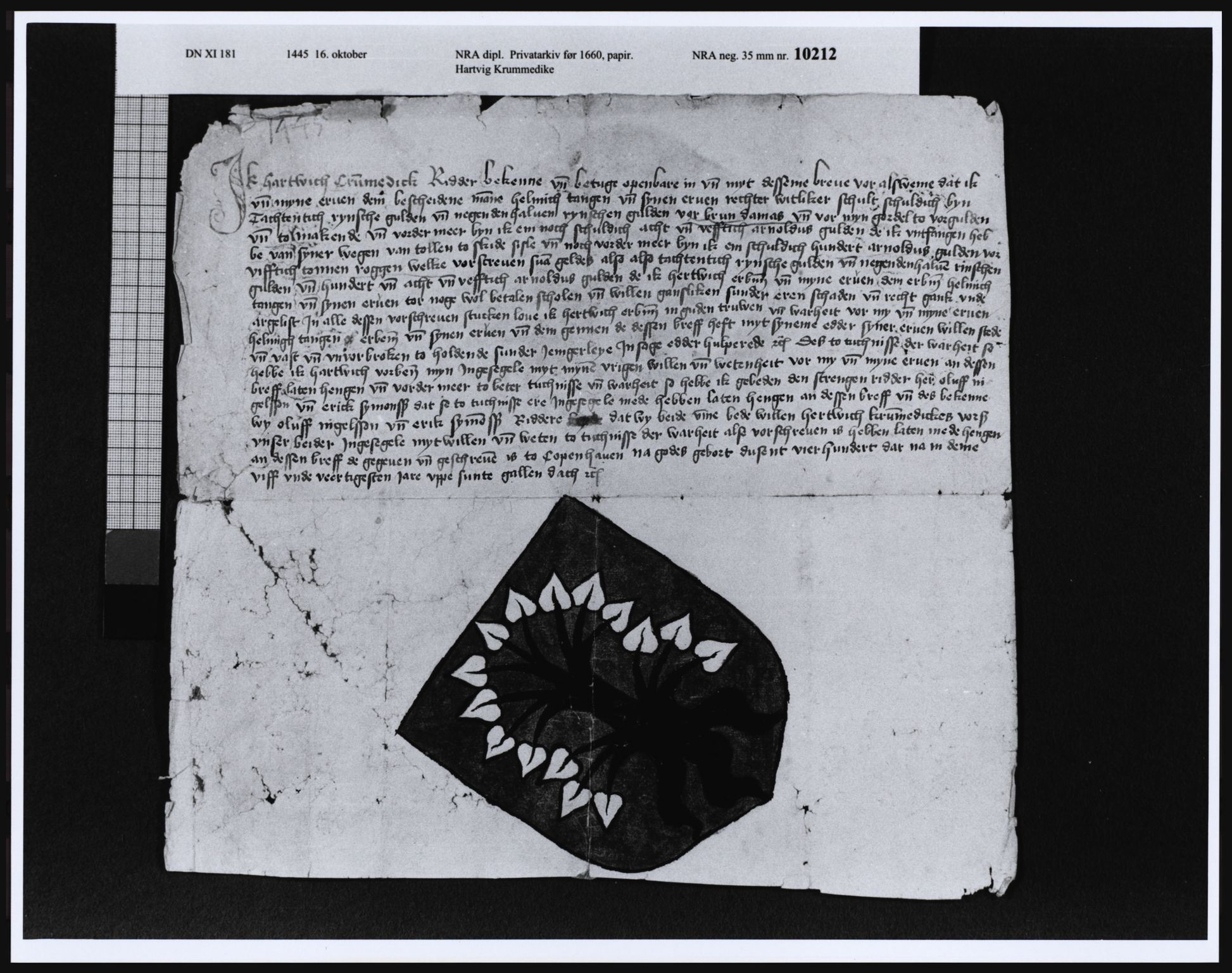 Riksarkivets diplomsamling, AV/RA-EA-5965/F21/F21d/F21dn/L0007: Dokumenter, 1445-1477, p. 1