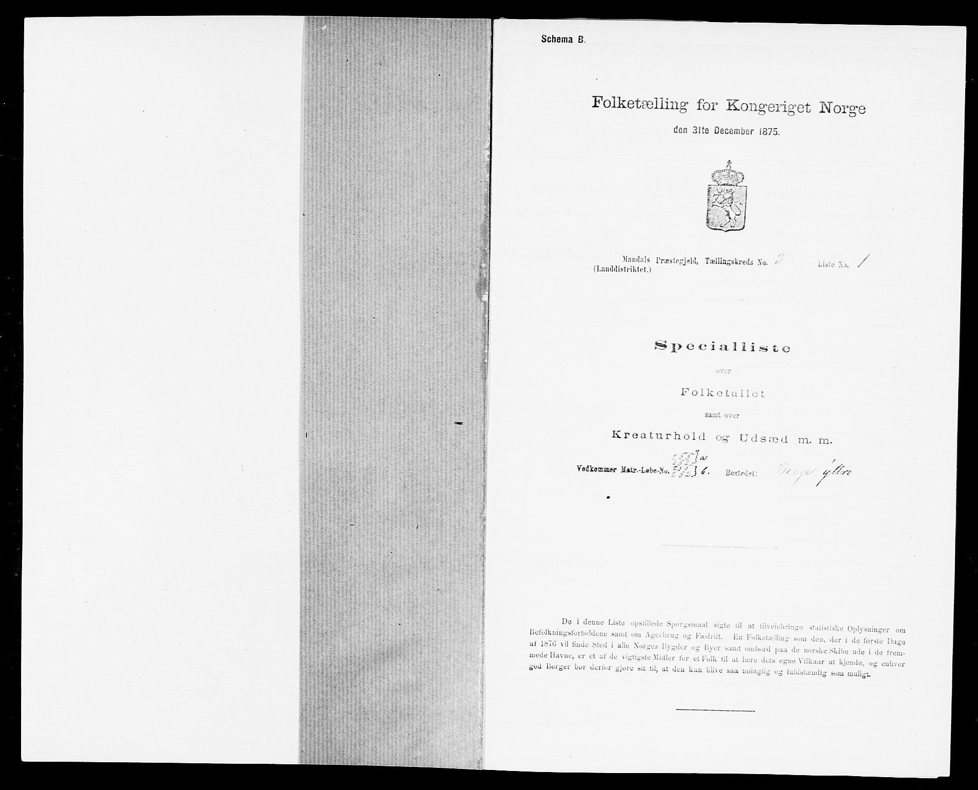 SAK, 1875 census for 1019L Mandal/Halse og Harkmark, 1875, p. 355