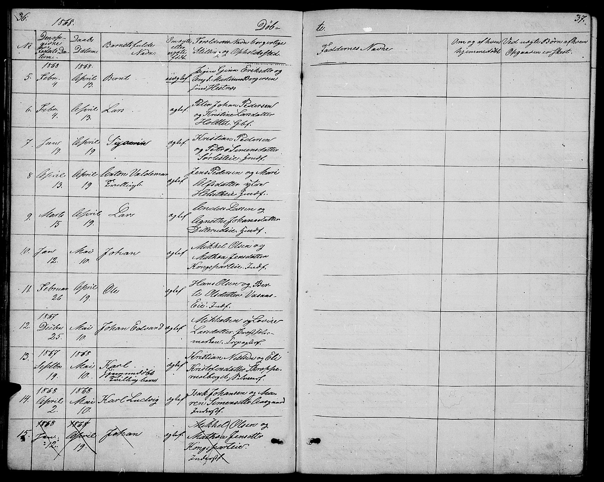 Stange prestekontor, AV/SAH-PREST-002/L/L0005: Parish register (copy) no. 5, 1861-1881, p. 36-37