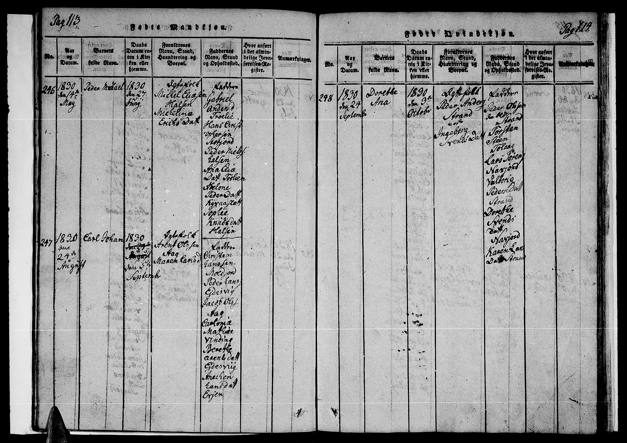 Ministerialprotokoller, klokkerbøker og fødselsregistre - Nordland, AV/SAT-A-1459/846/L0651: Parish register (copy) no. 846C01, 1821-1841, p. 113-114