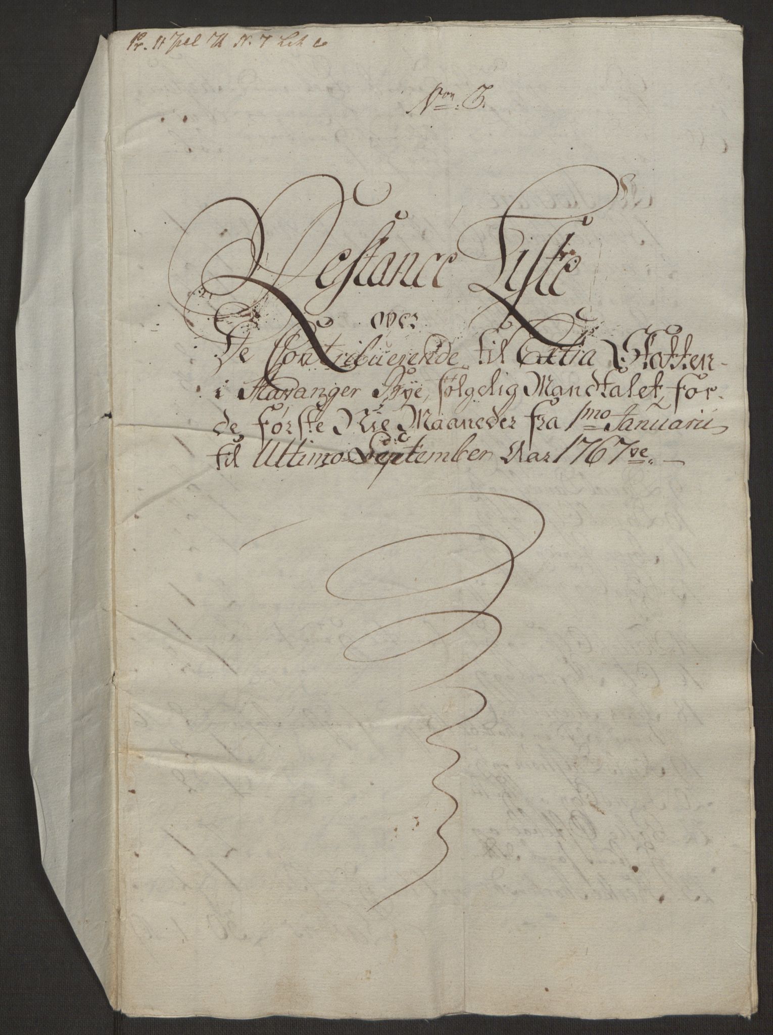 Rentekammeret inntil 1814, Reviderte regnskaper, Byregnskaper, AV/RA-EA-4066/R/Ro/L0305/0001: [O6] Kontribusjonsregnskap / Ekstraskatt, 1762-1768, p. 241