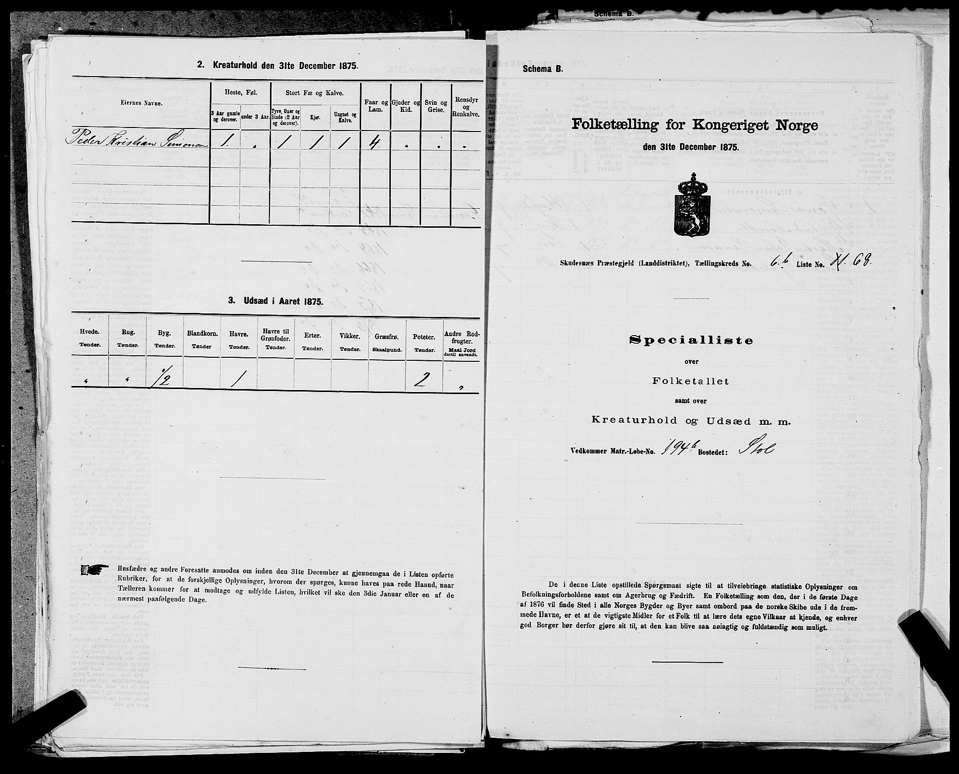 SAST, 1875 census for 1150L Skudenes/Falnes, Åkra og Ferkingstad, 1875, p. 912