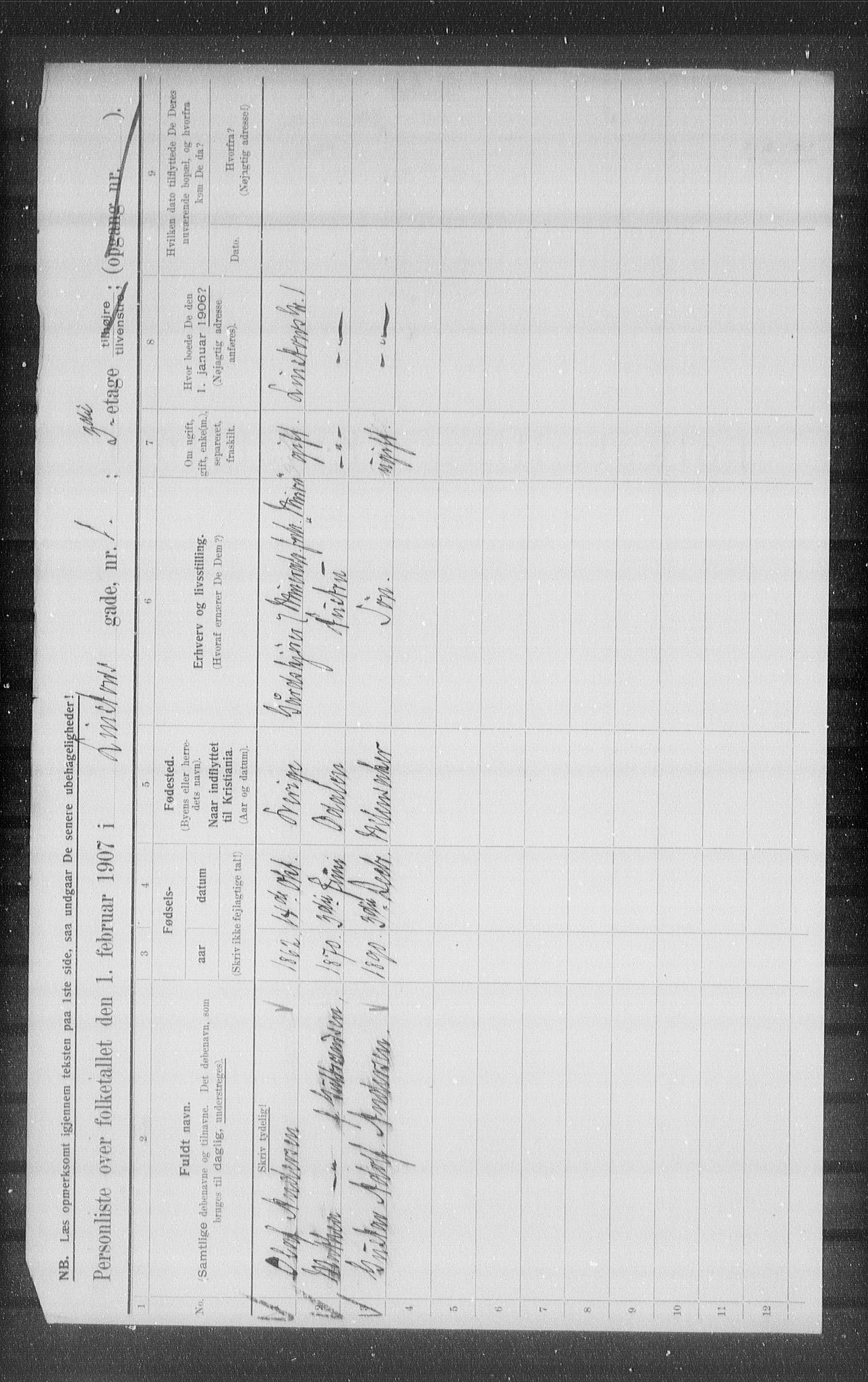 OBA, Municipal Census 1907 for Kristiania, 1907, p. 29708