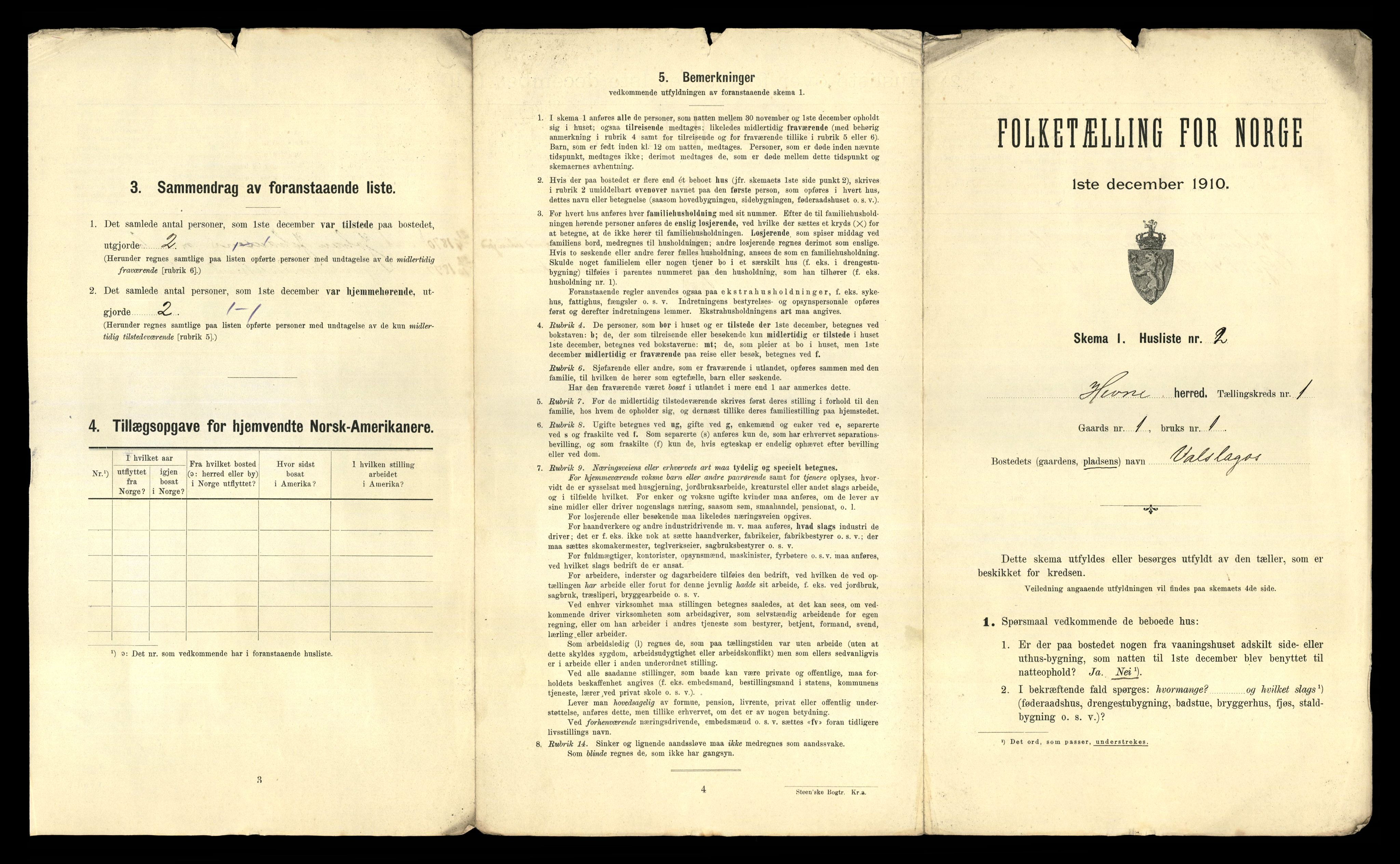 RA, 1910 census for Hemne, 1910, p. 53