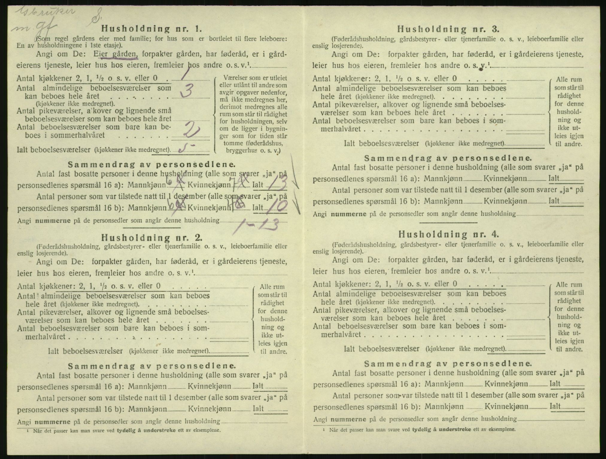 SAK, 1920 census for Vegusdal, 1920, p. 264