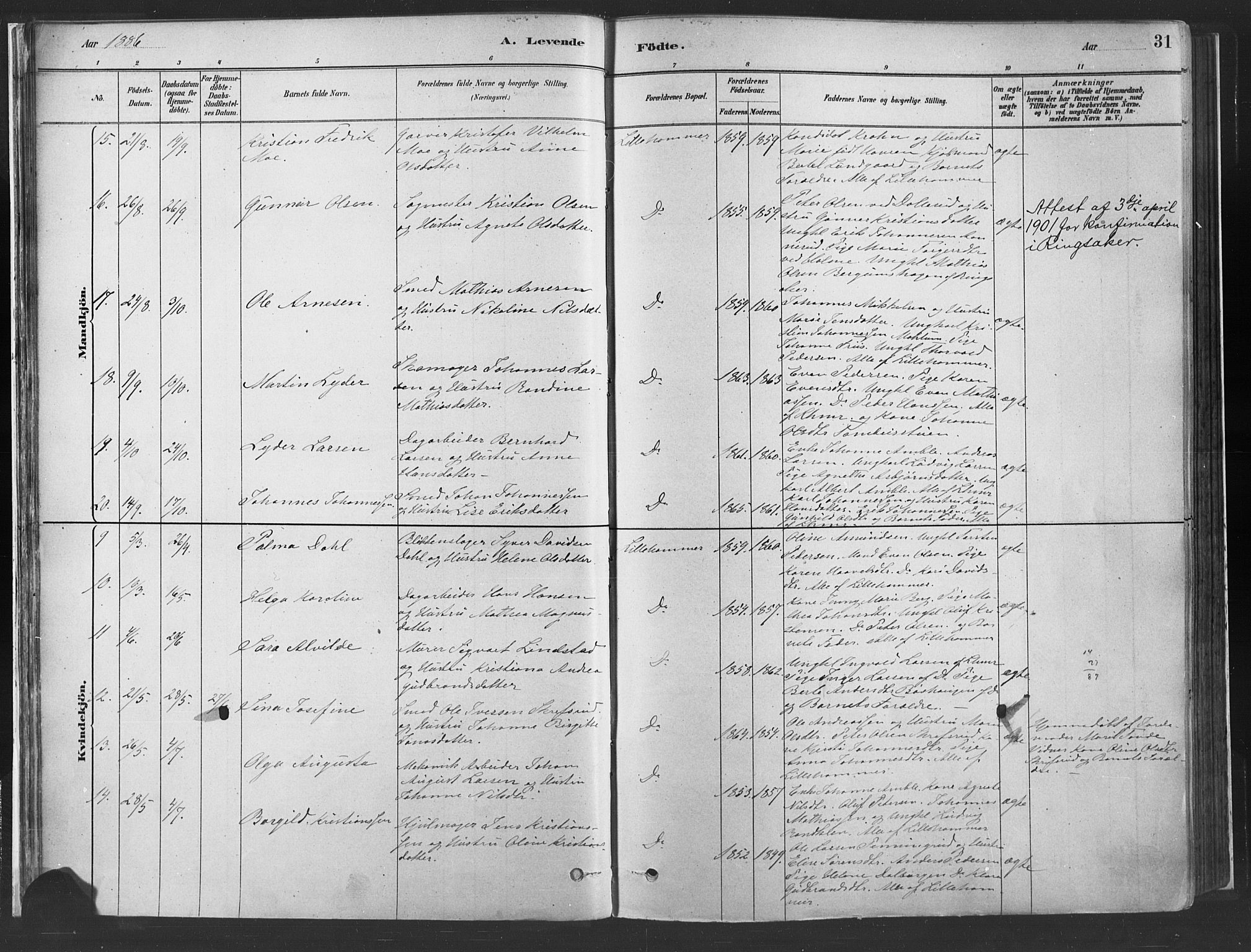 Fåberg prestekontor, AV/SAH-PREST-086/H/Ha/Haa/L0010: Parish register (official) no. 10, 1879-1900, p. 31