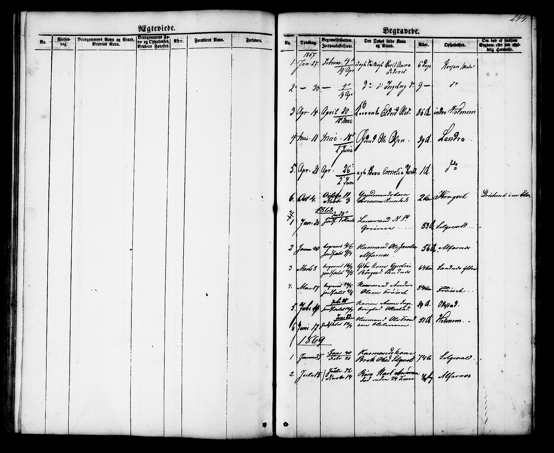 Ministerialprotokoller, klokkerbøker og fødselsregistre - Møre og Romsdal, SAT/A-1454/548/L0614: Parish register (copy) no. 548C02, 1867-1917, p. 244