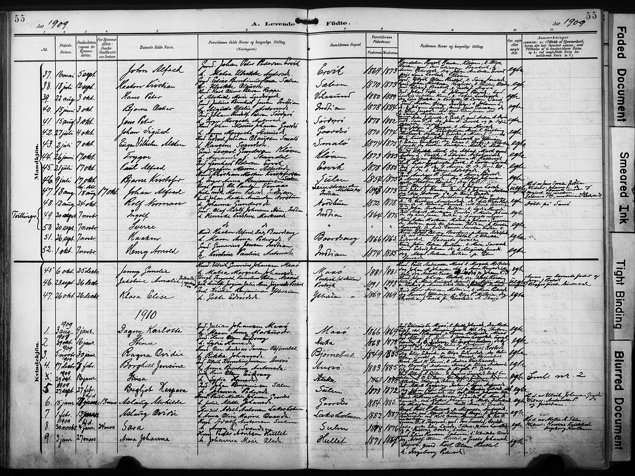 Ministerialprotokoller, klokkerbøker og fødselsregistre - Sør-Trøndelag, SAT/A-1456/640/L0580: Parish register (official) no. 640A05, 1902-1910, p. 55