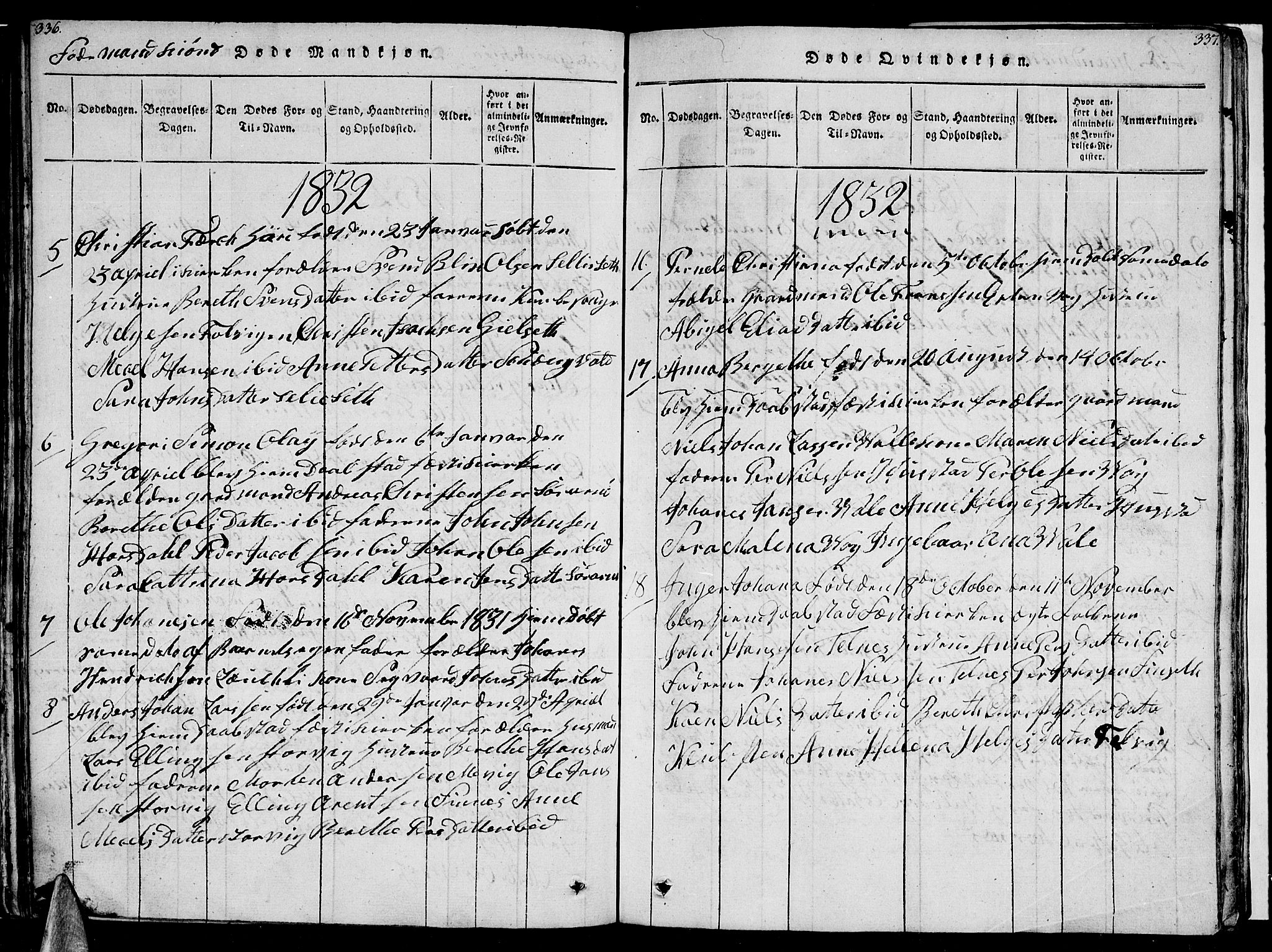 Ministerialprotokoller, klokkerbøker og fødselsregistre - Nordland, AV/SAT-A-1459/805/L0105: Parish register (copy) no. 805C01, 1820-1839, p. 336-337