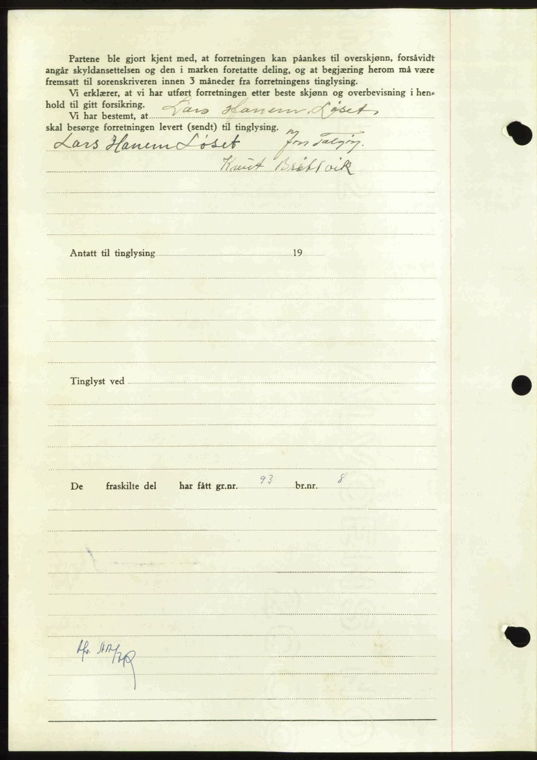 Nordmøre sorenskriveri, AV/SAT-A-4132/1/2/2Ca: Mortgage book no. A110, 1948-1949, Diary no: : 588/1949