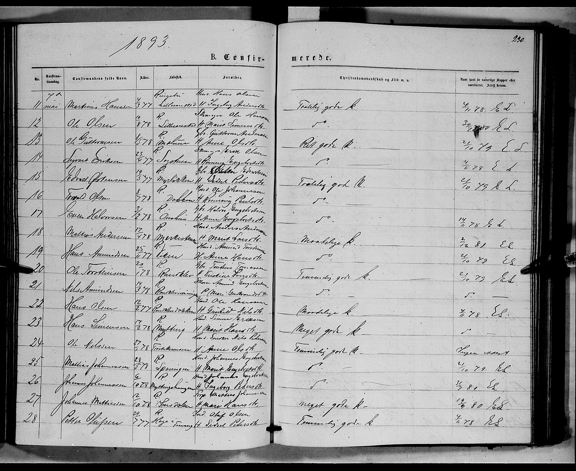 Ringebu prestekontor, SAH/PREST-082/H/Ha/Hab/L0006: Parish register (copy) no. 6, 1880-1898, p. 230