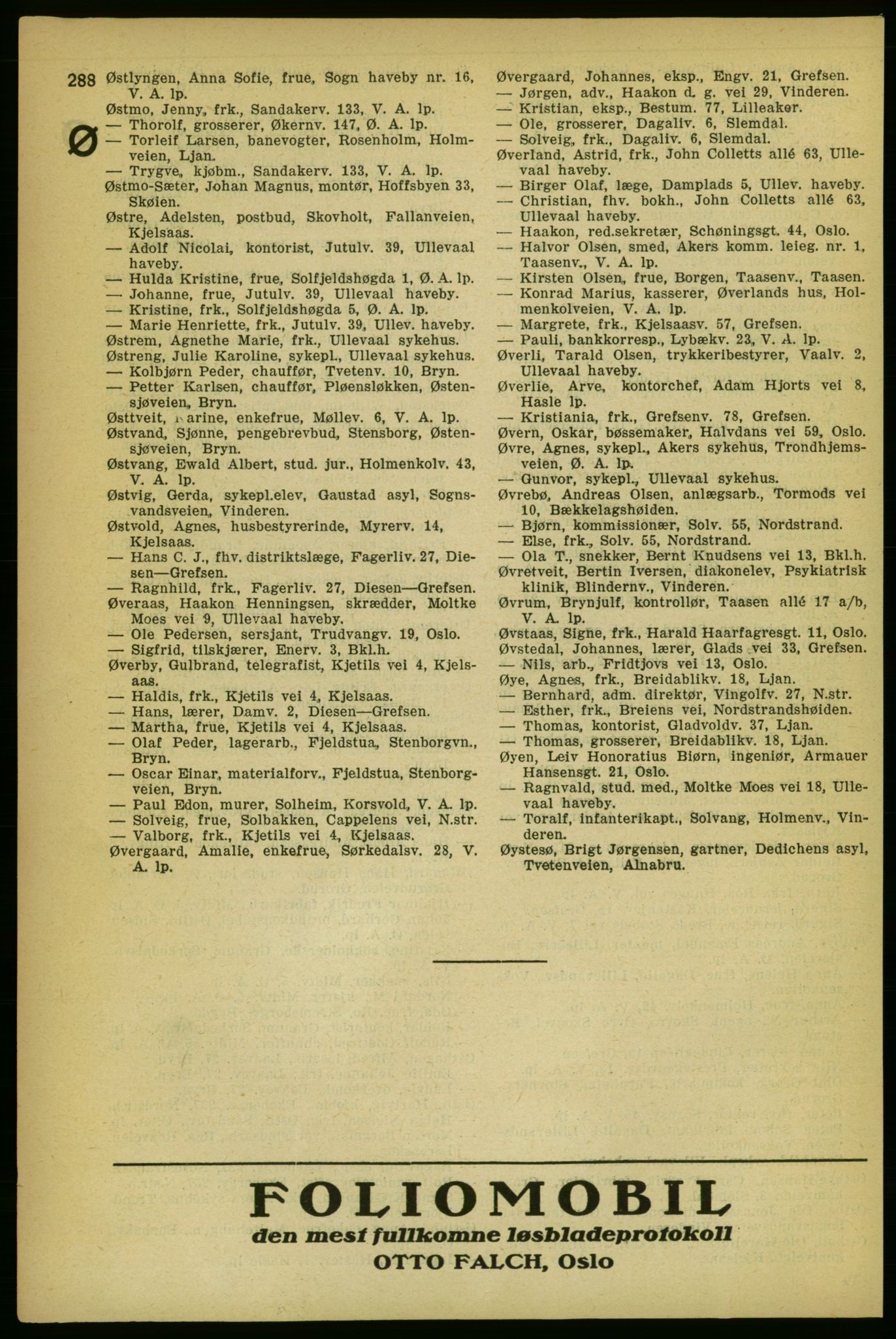 Aker adressebok/adressekalender, PUBL/001/A/004: Aker adressebok, 1929, p. 288