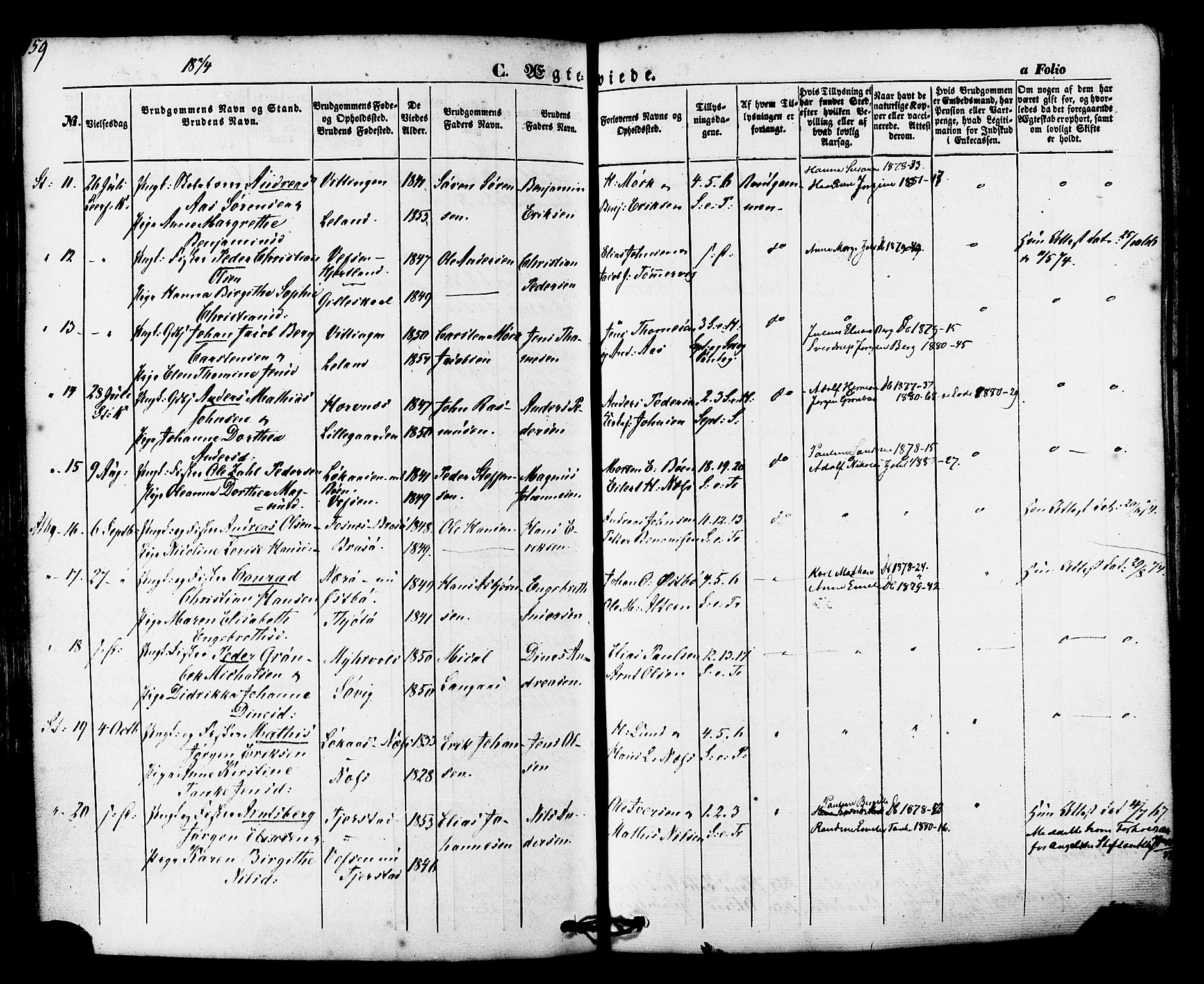 Ministerialprotokoller, klokkerbøker og fødselsregistre - Nordland, SAT/A-1459/830/L0448: Parish register (official) no. 830A12, 1855-1878, p. 159