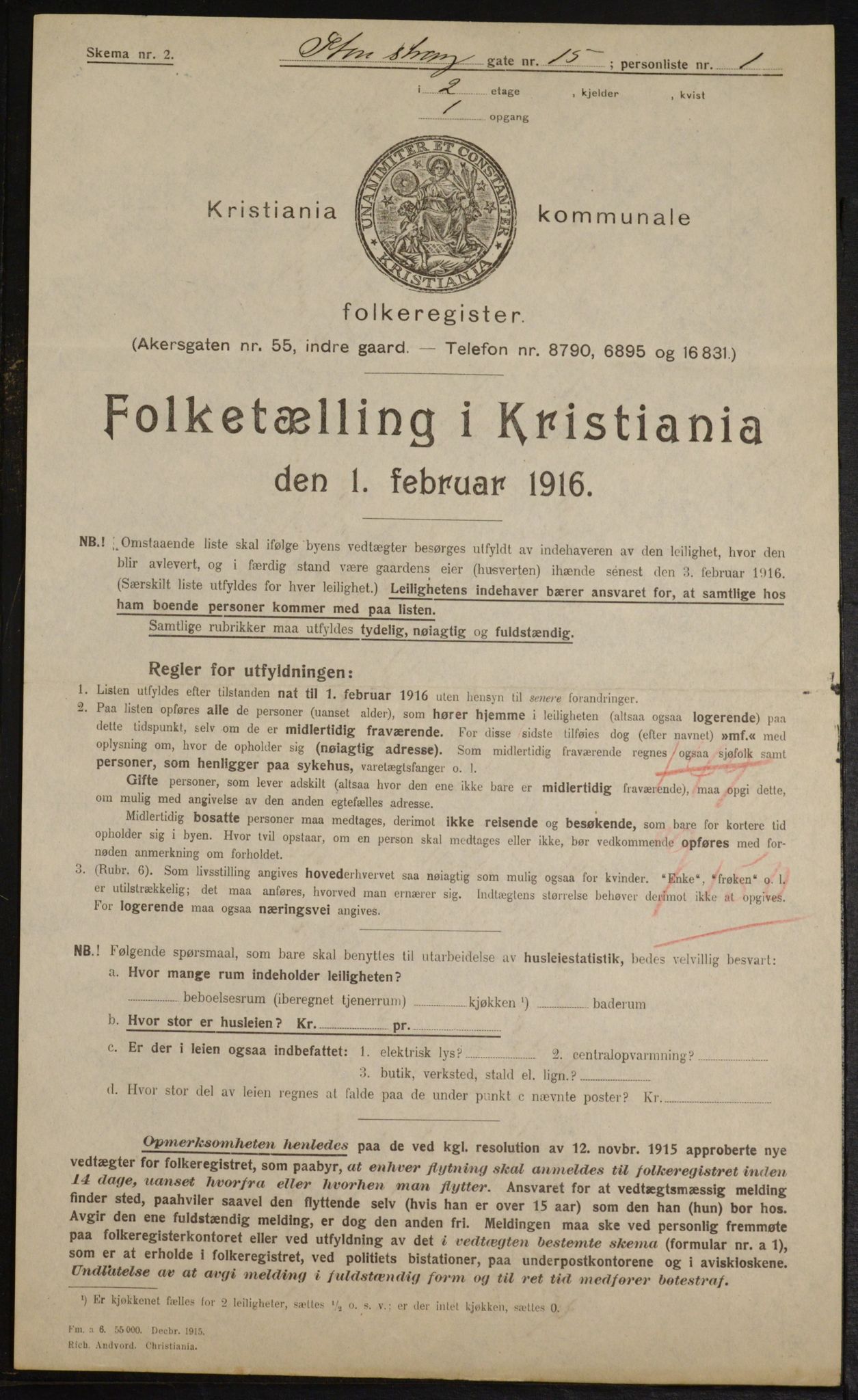 OBA, Municipal Census 1916 for Kristiania, 1916, p. 105696