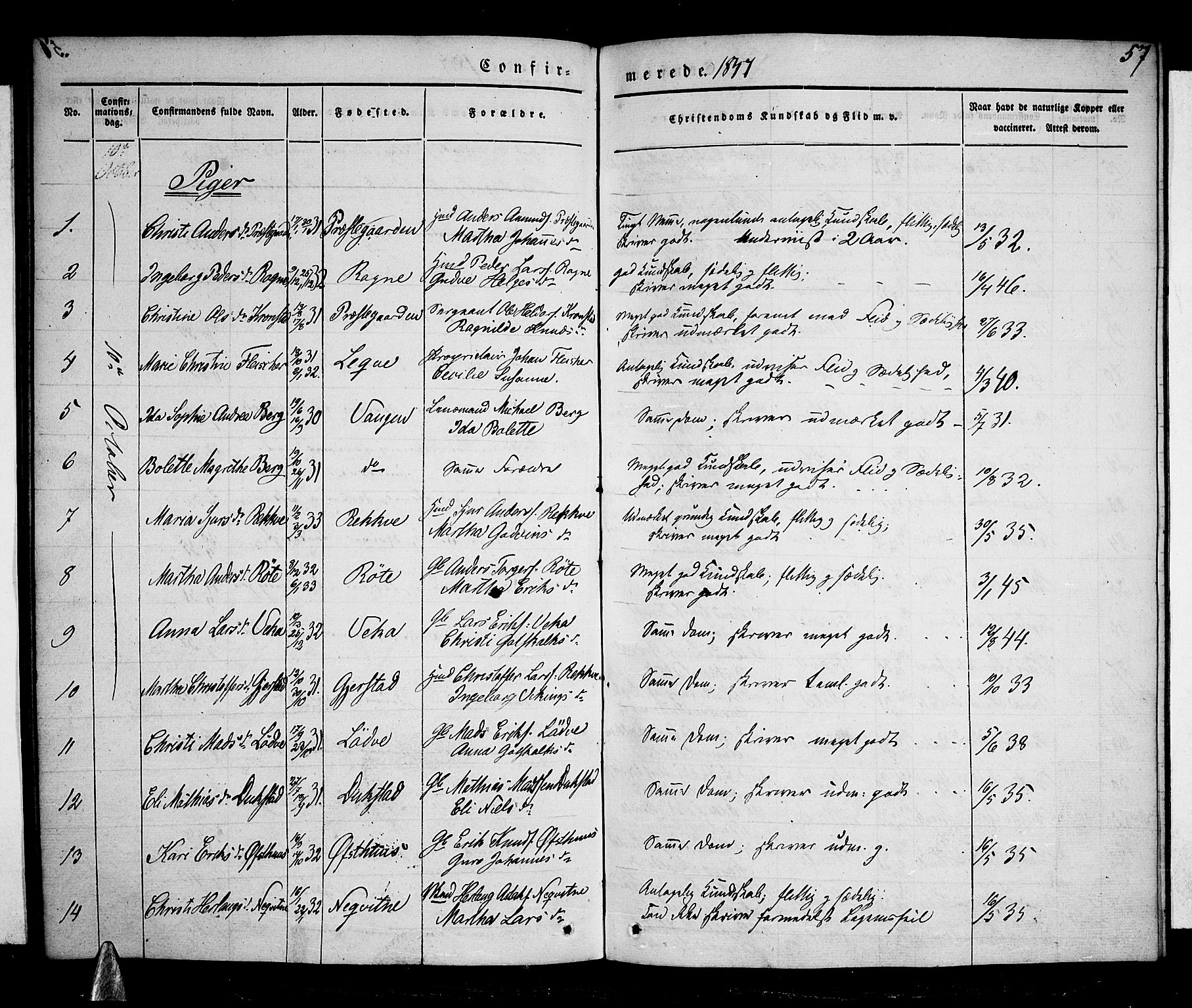 Voss sokneprestembete, AV/SAB-A-79001/H/Haa: Parish register (official) no. A 14, 1837-1847, p. 57