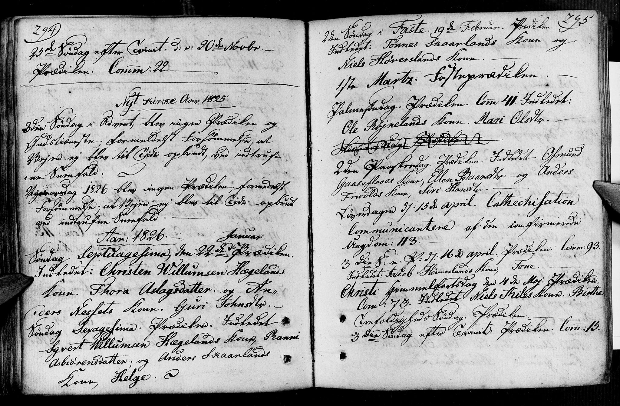 Vennesla sokneprestkontor, AV/SAK-1111-0045/Fa/Faa/L0002: Parish register (official) no. A 2, 1785-1834, p. 294-295