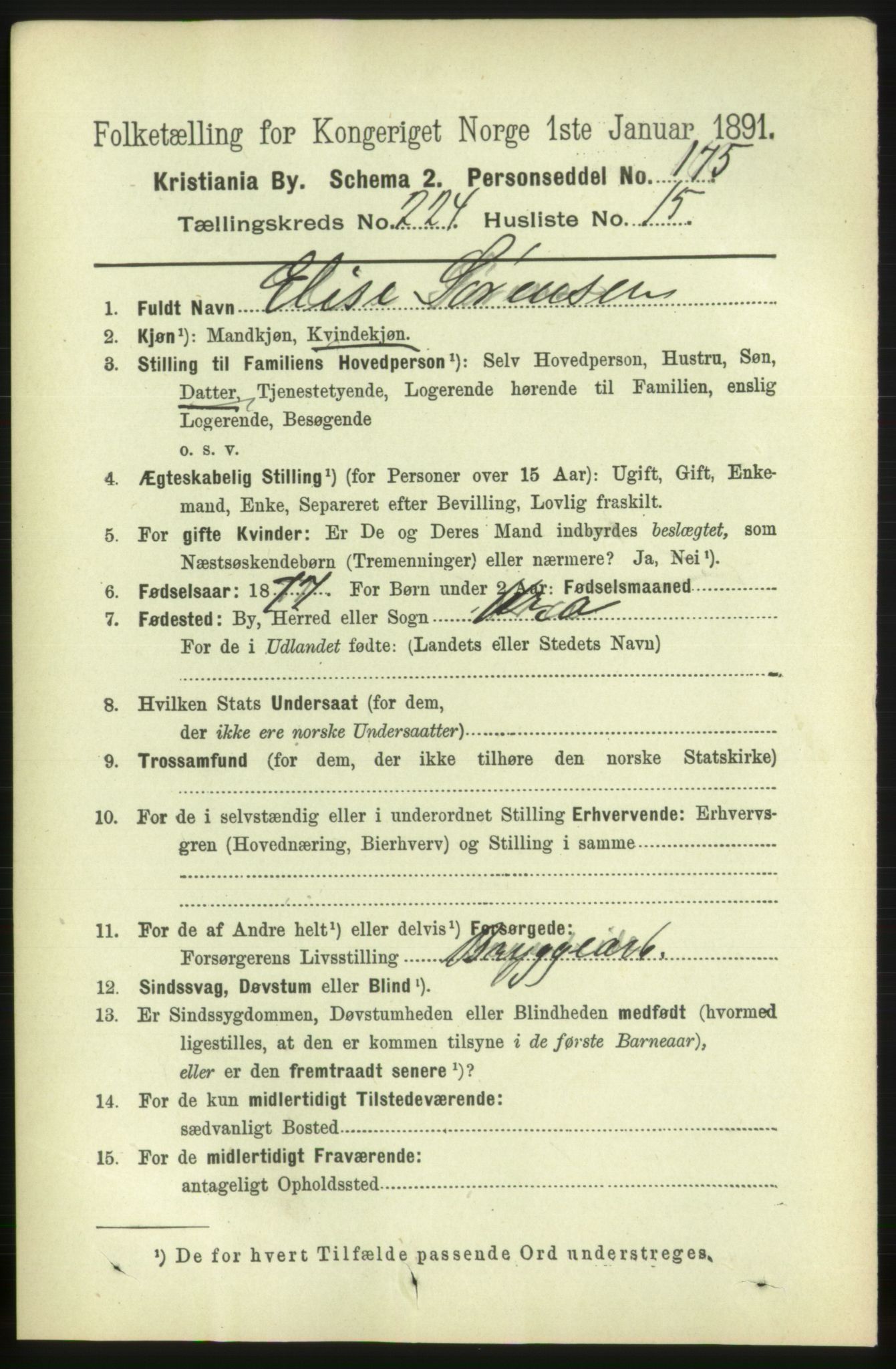 RA, 1891 census for 0301 Kristiania, 1891, p. 135959