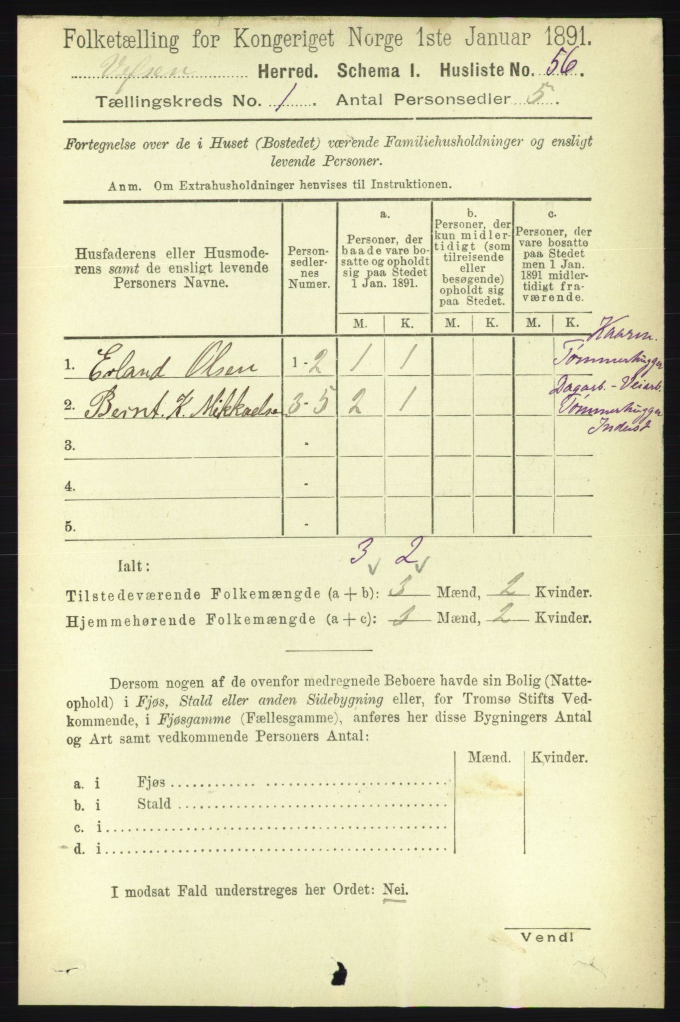 RA, 1891 census for 1824 Vefsn, 1891, p. 88