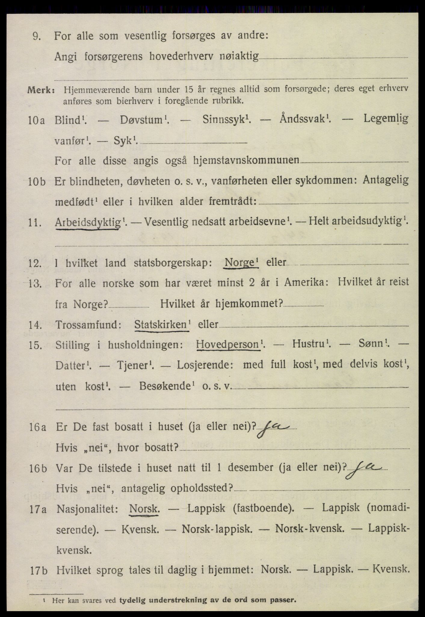 SAT, 1920 census for Korgen, 1920, p. 1361