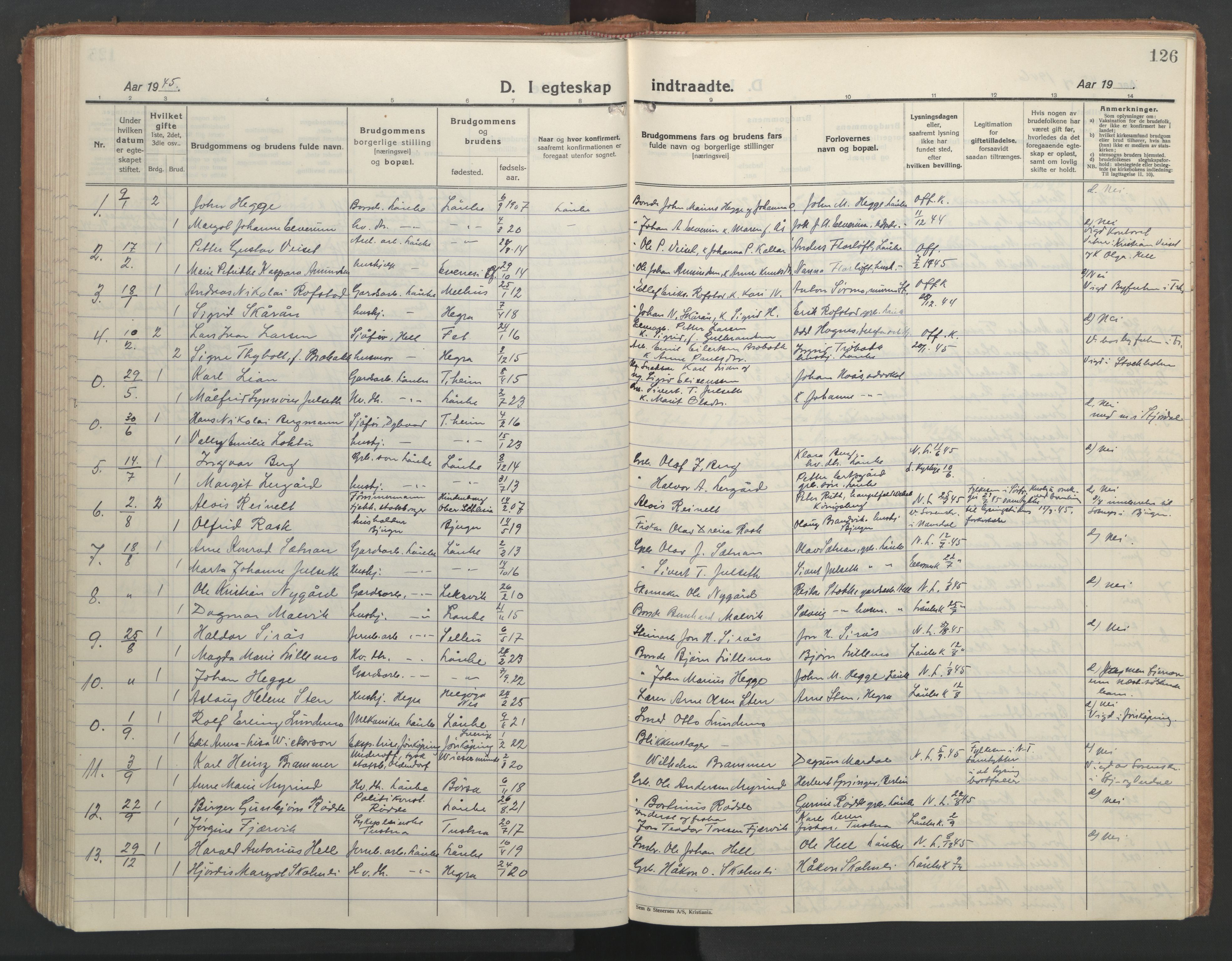 Ministerialprotokoller, klokkerbøker og fødselsregistre - Nord-Trøndelag, SAT/A-1458/710/L0097: Parish register (copy) no. 710C02, 1925-1955, p. 126