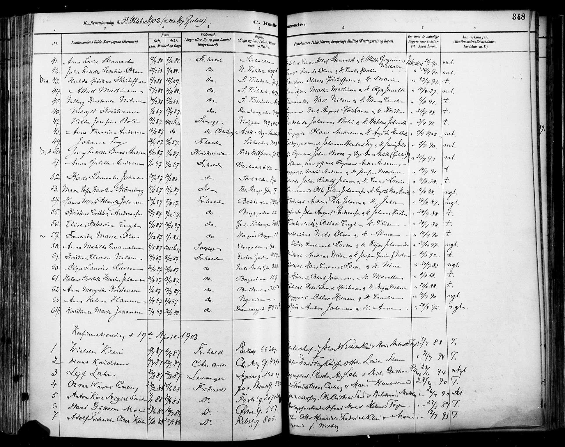 Halden prestekontor Kirkebøker, AV/SAO-A-10909/F/Fa/L0013: Parish register (official) no. I 13, 1890-1906, p. 348