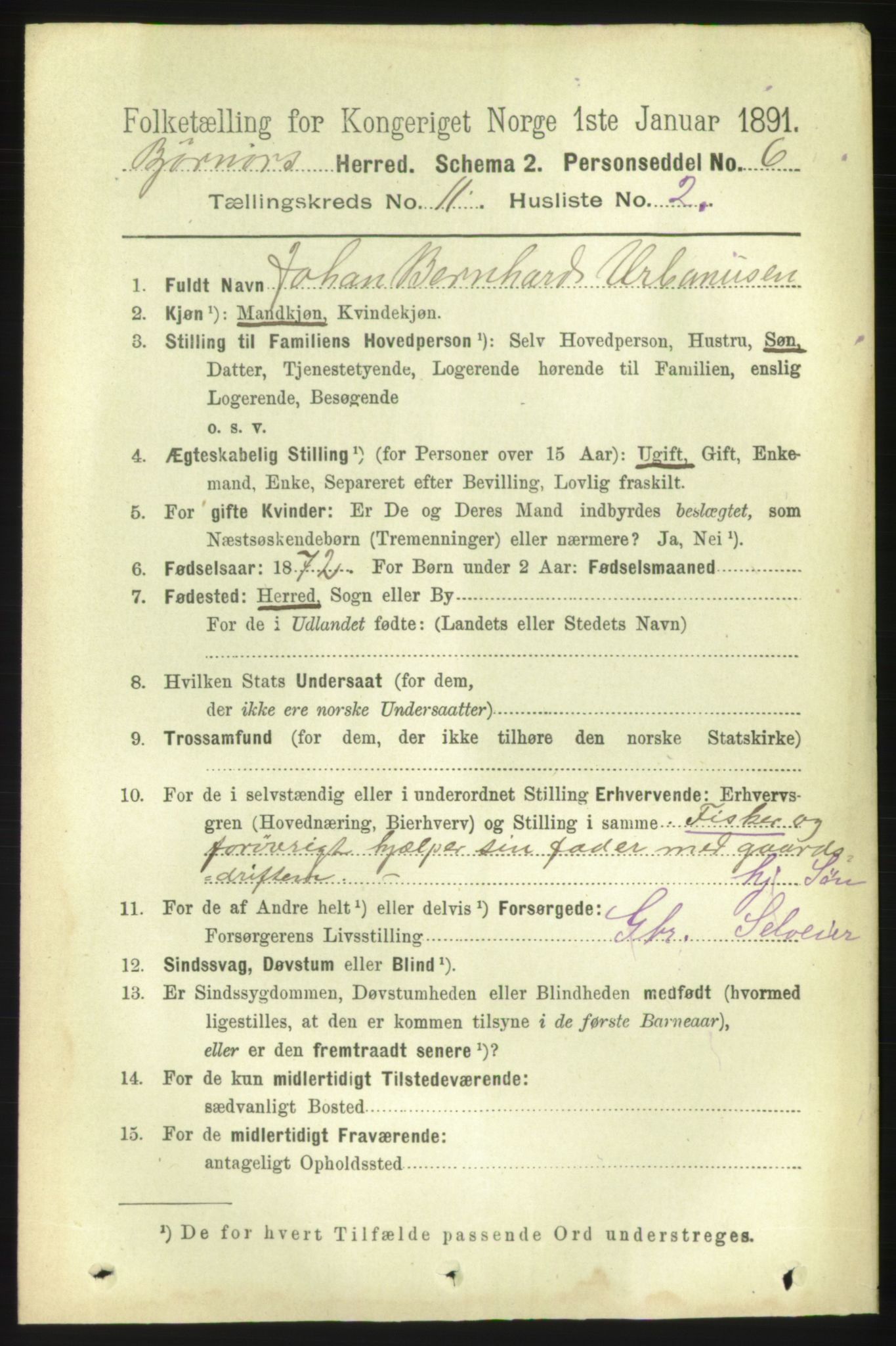 RA, 1891 census for 1632 Bjørnør, 1891, p. 4673