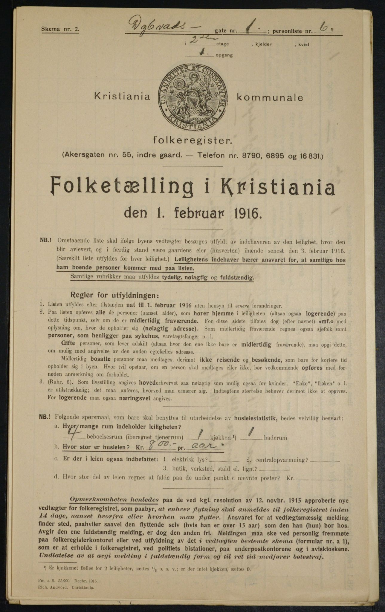 OBA, Municipal Census 1916 for Kristiania, 1916, p. 17528