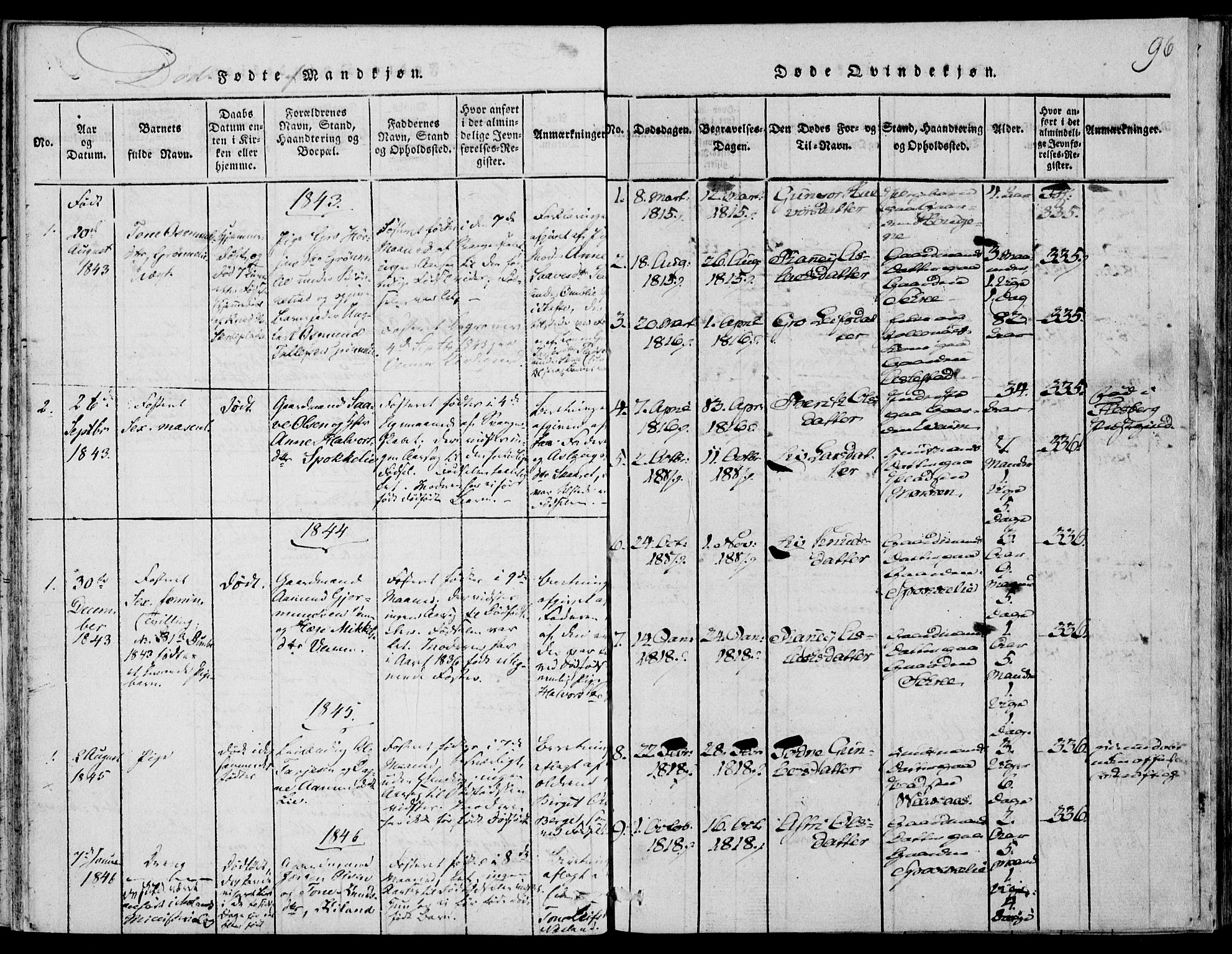 Fyresdal kirkebøker, SAKO/A-263/F/Fb/L0001: Parish register (official) no. II 1, 1815-1854, p. 96