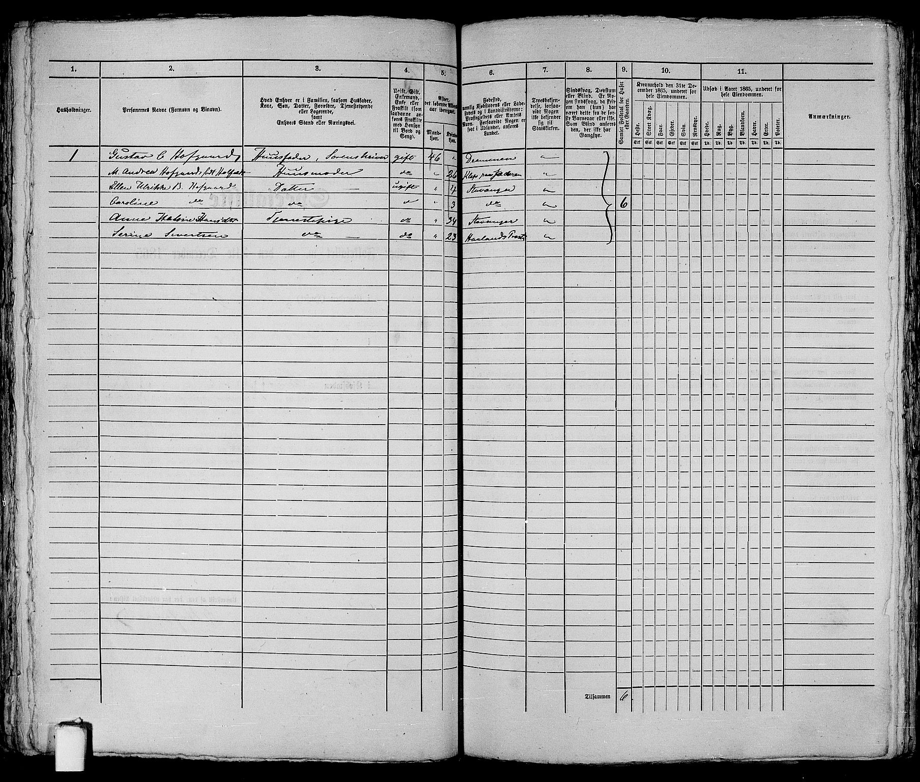 RA, 1865 census for Stavanger, 1865, p. 181