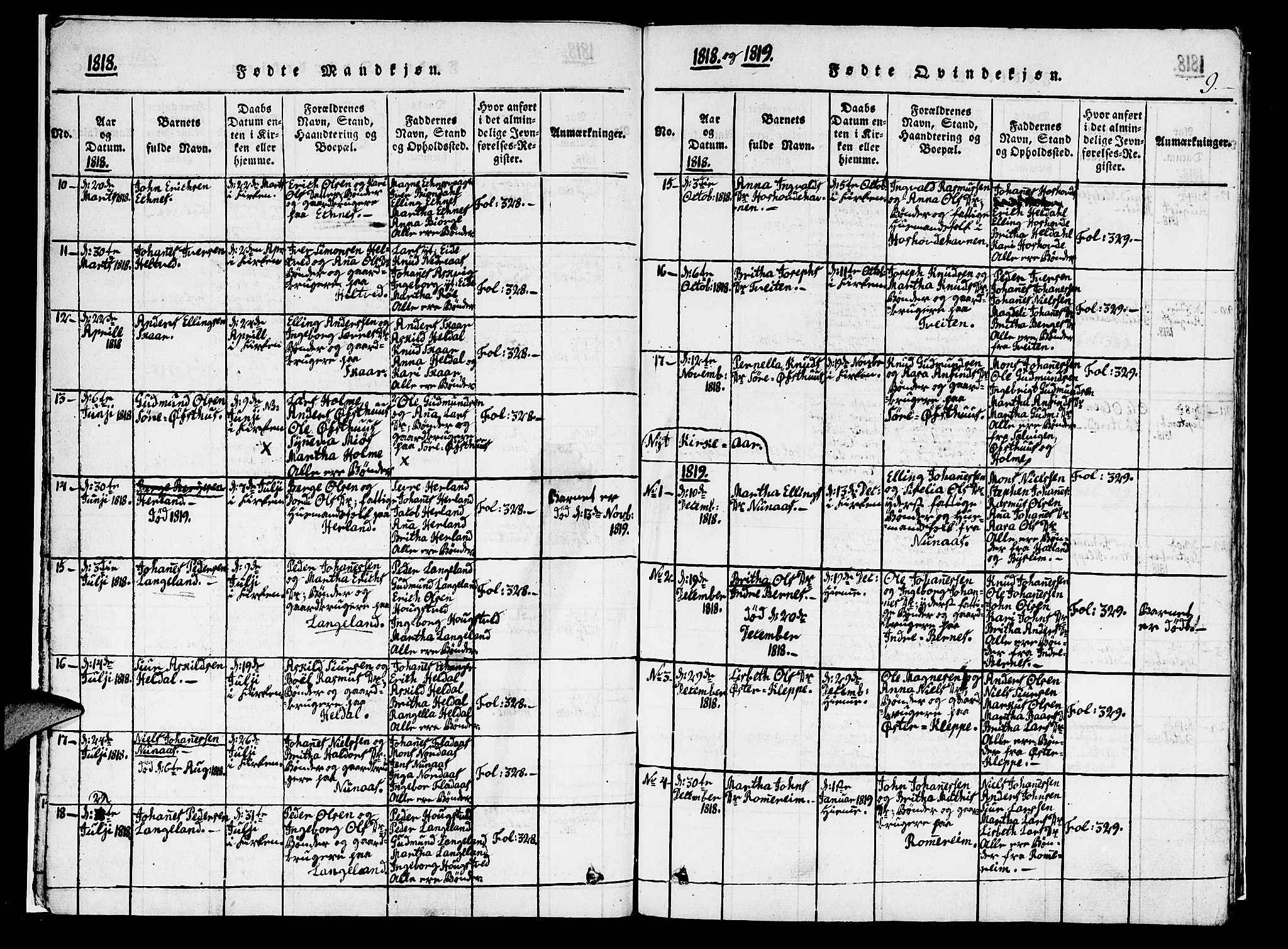 Hosanger sokneprestembete, AV/SAB-A-75801/H/Haa: Parish register (official) no. A 5, 1815-1824, p. 9