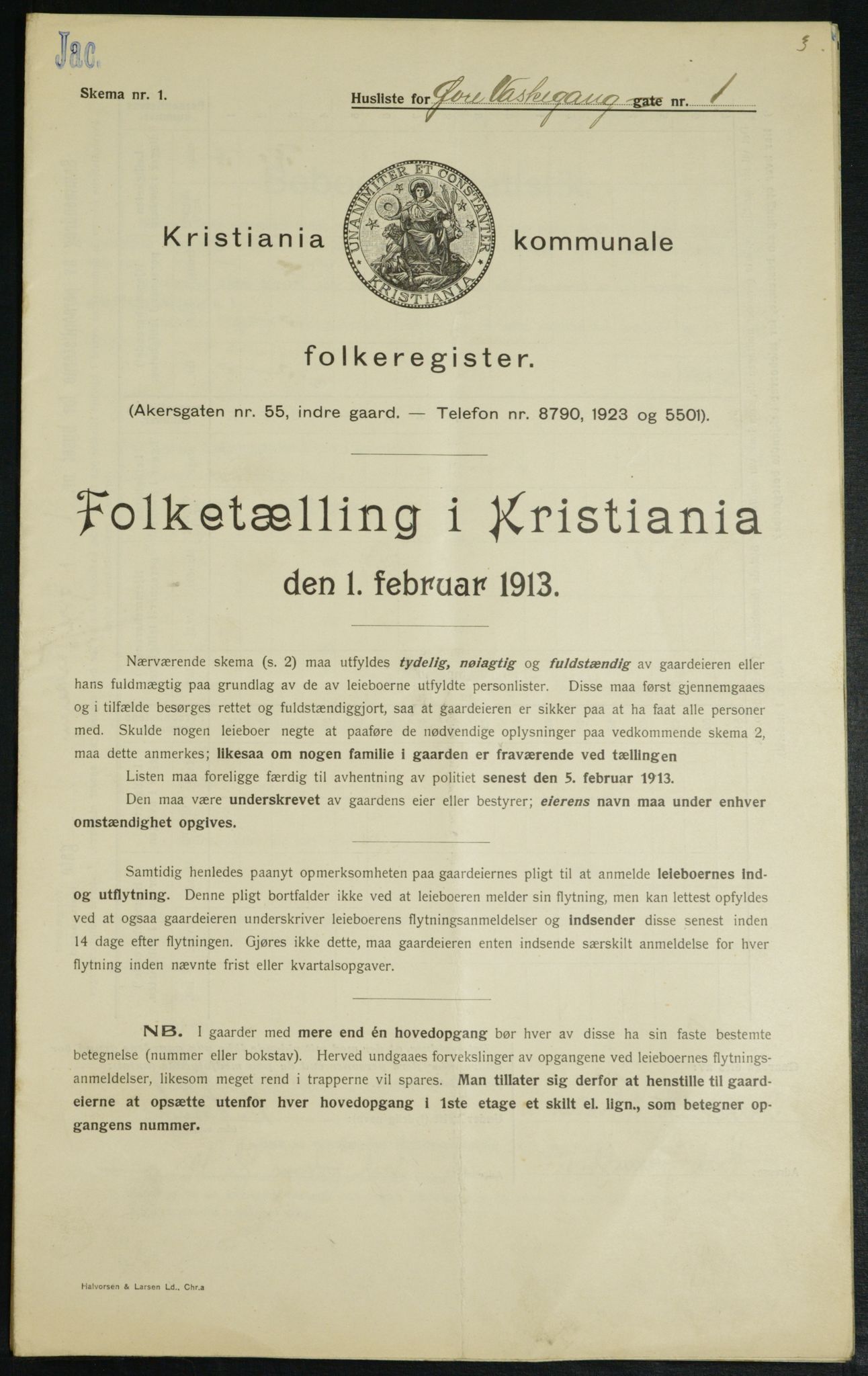 OBA, Municipal Census 1913 for Kristiania, 1913, p. 129926