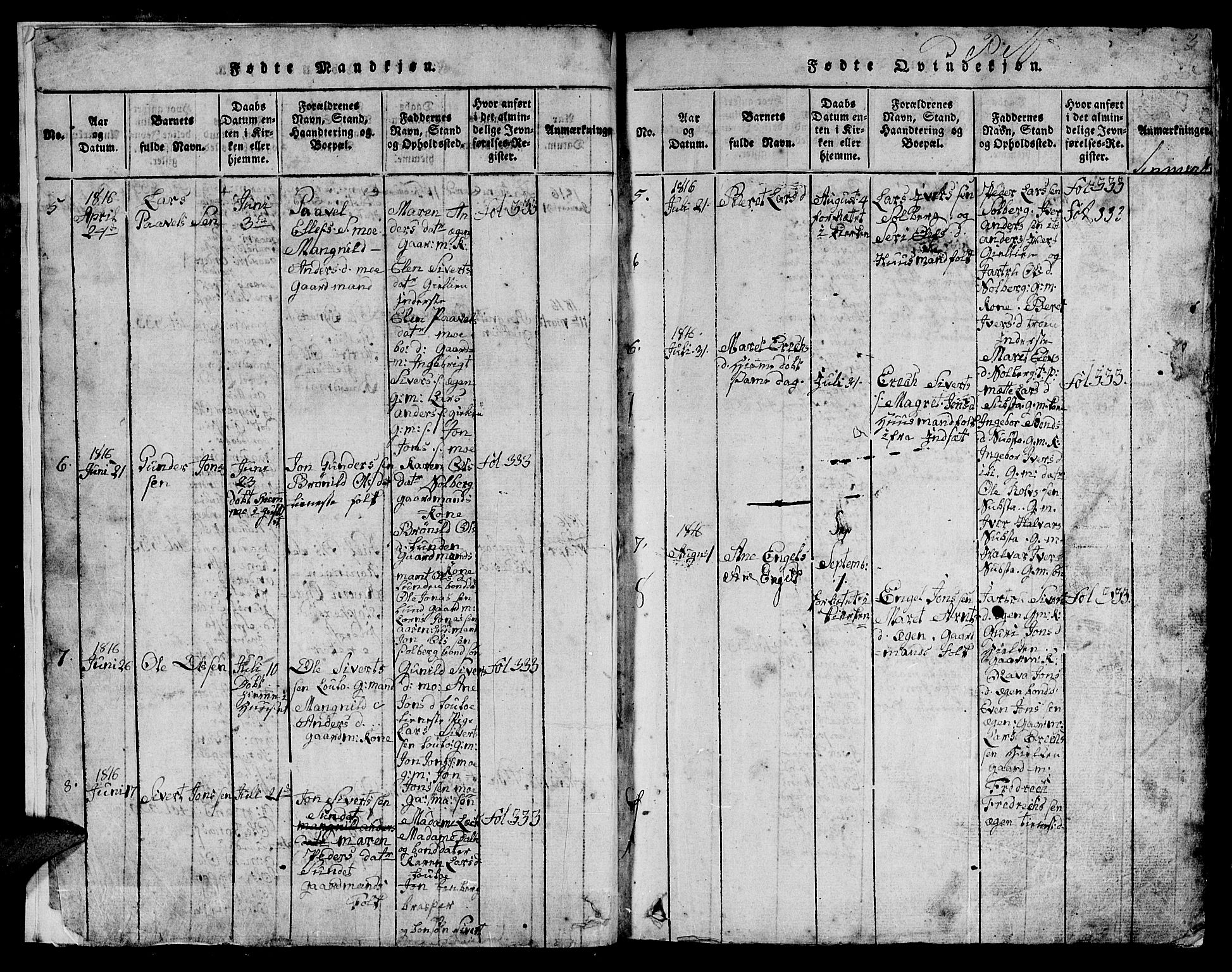 Ministerialprotokoller, klokkerbøker og fødselsregistre - Sør-Trøndelag, SAT/A-1456/613/L0393: Parish register (copy) no. 613C01, 1816-1886, p. 3