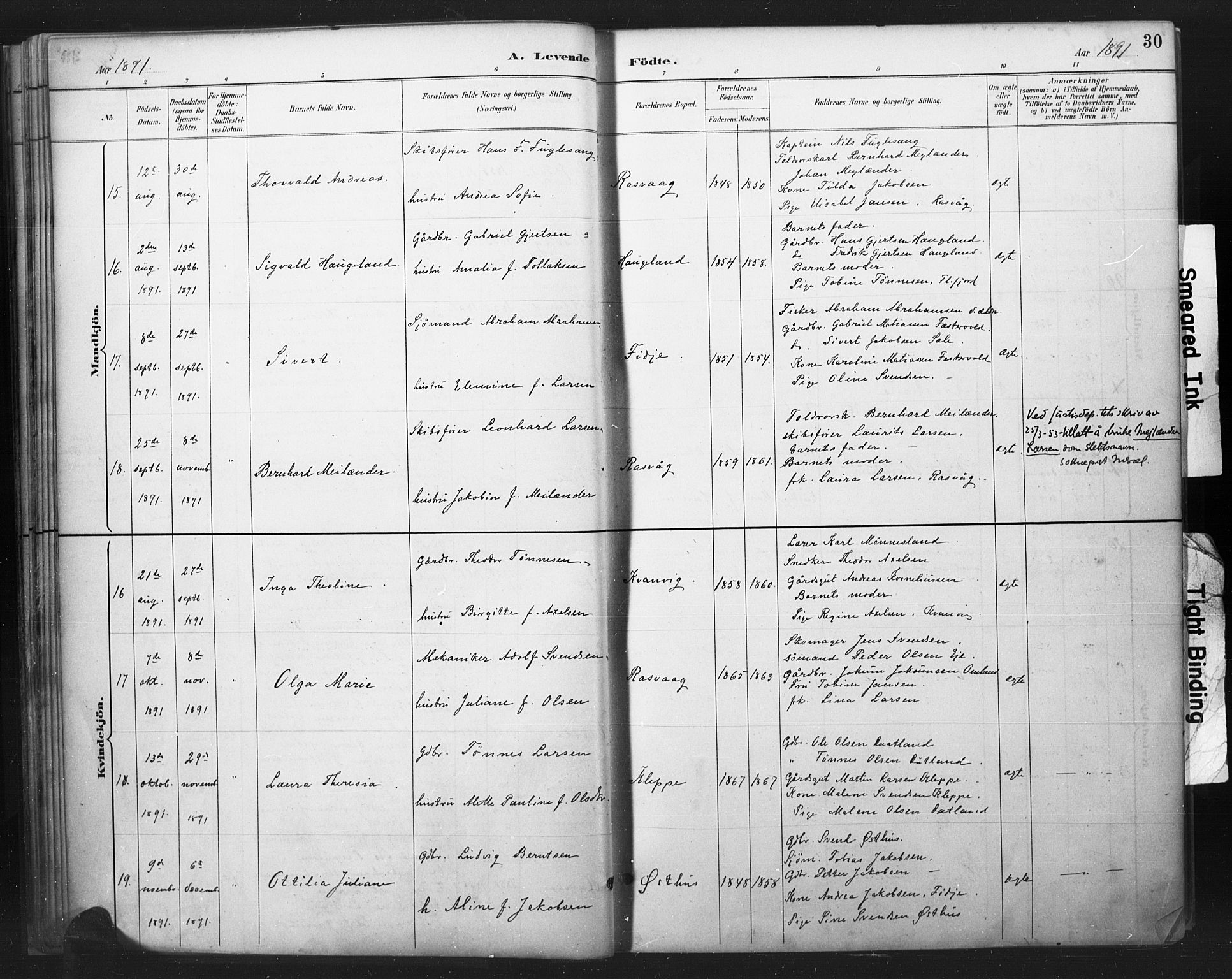 Flekkefjord sokneprestkontor, AV/SAK-1111-0012/F/Fa/Fab/L0006: Parish register (official) no. A 6, 1886-1901, p. 30