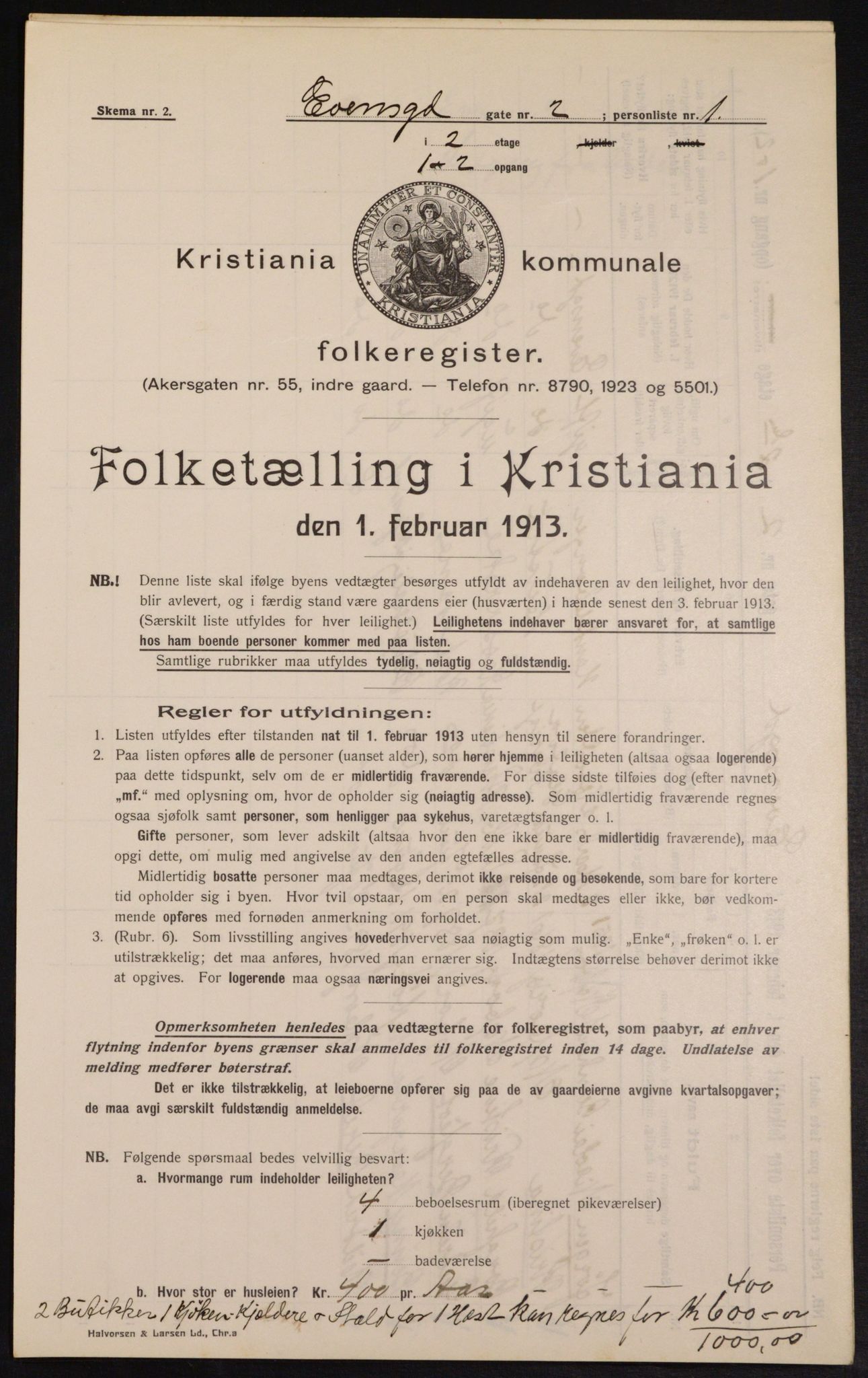 OBA, Municipal Census 1913 for Kristiania, 1913, p. 23007