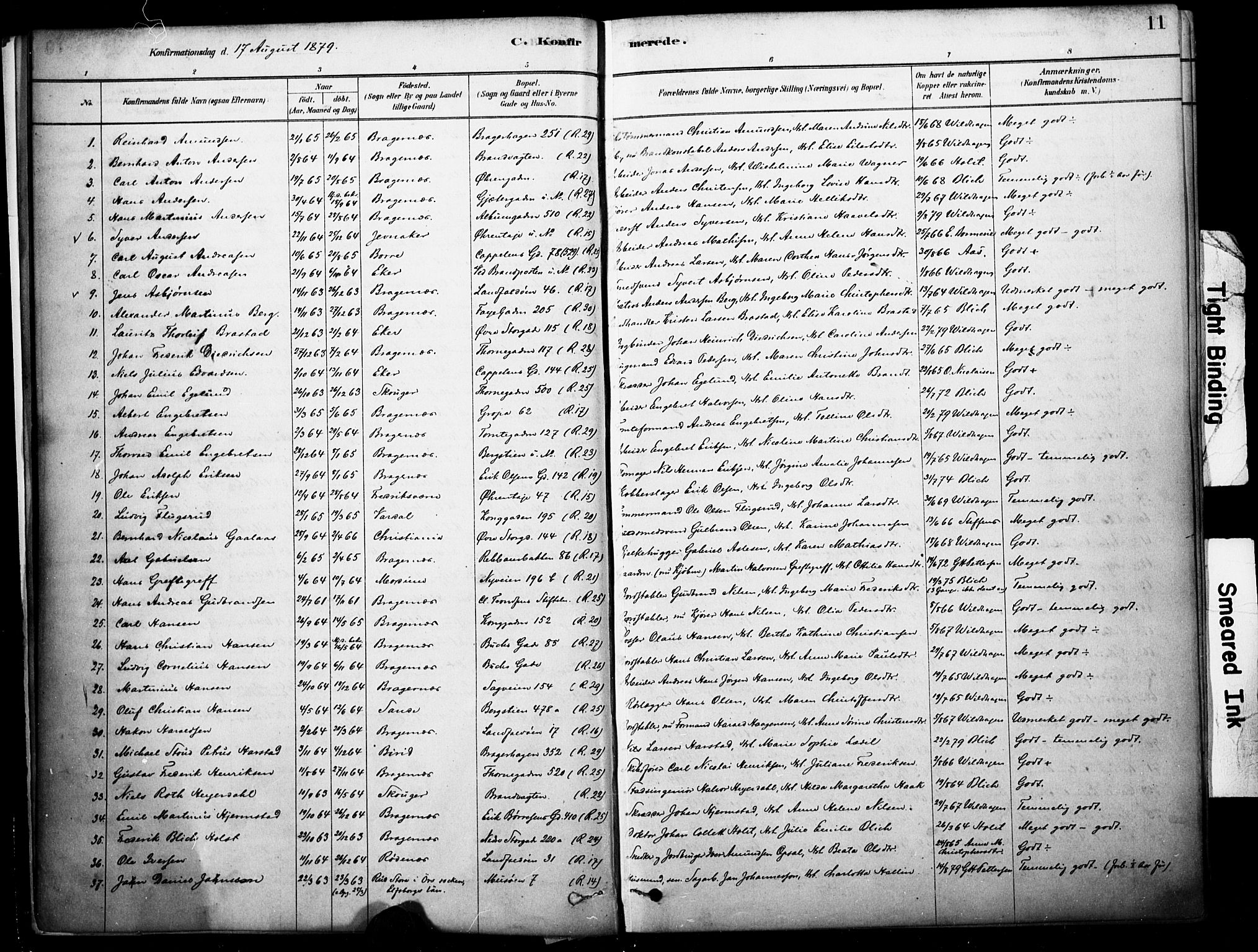 Bragernes kirkebøker, AV/SAKO-A-6/F/Fc/L0005: Parish register (official) no. III 5, 1878-1890, p. 11