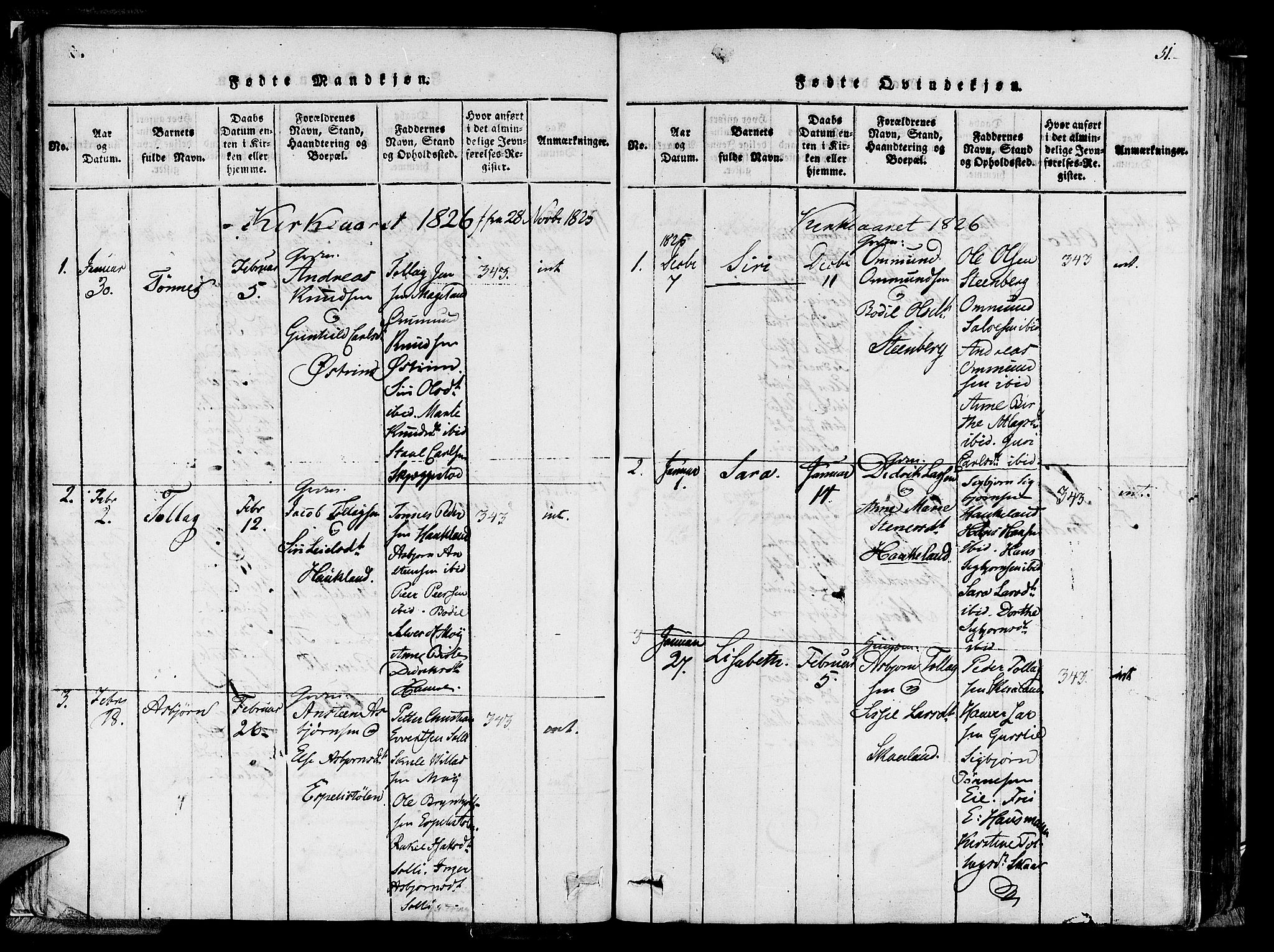 Lund sokneprestkontor, SAST/A-101809/S06/L0005: Parish register (official) no. A 5, 1815-1833, p. 51